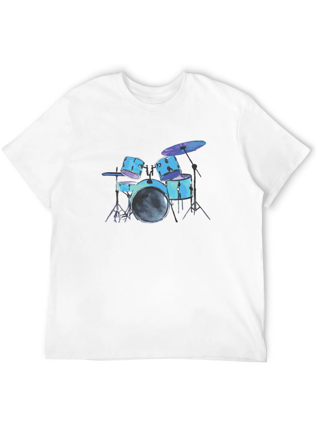 Drum Set Graphic Tee - Black Cotton T-Shirt