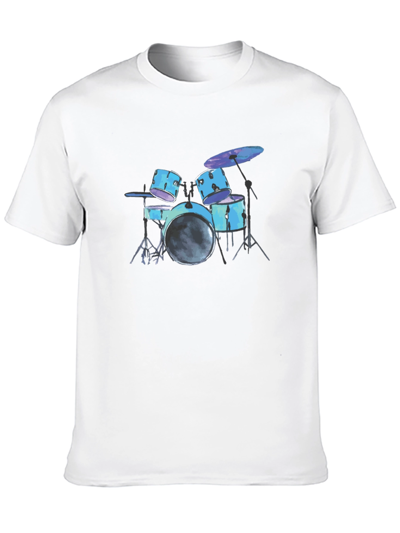 Drum Set Graphic Tee - Black Cotton T-Shirt