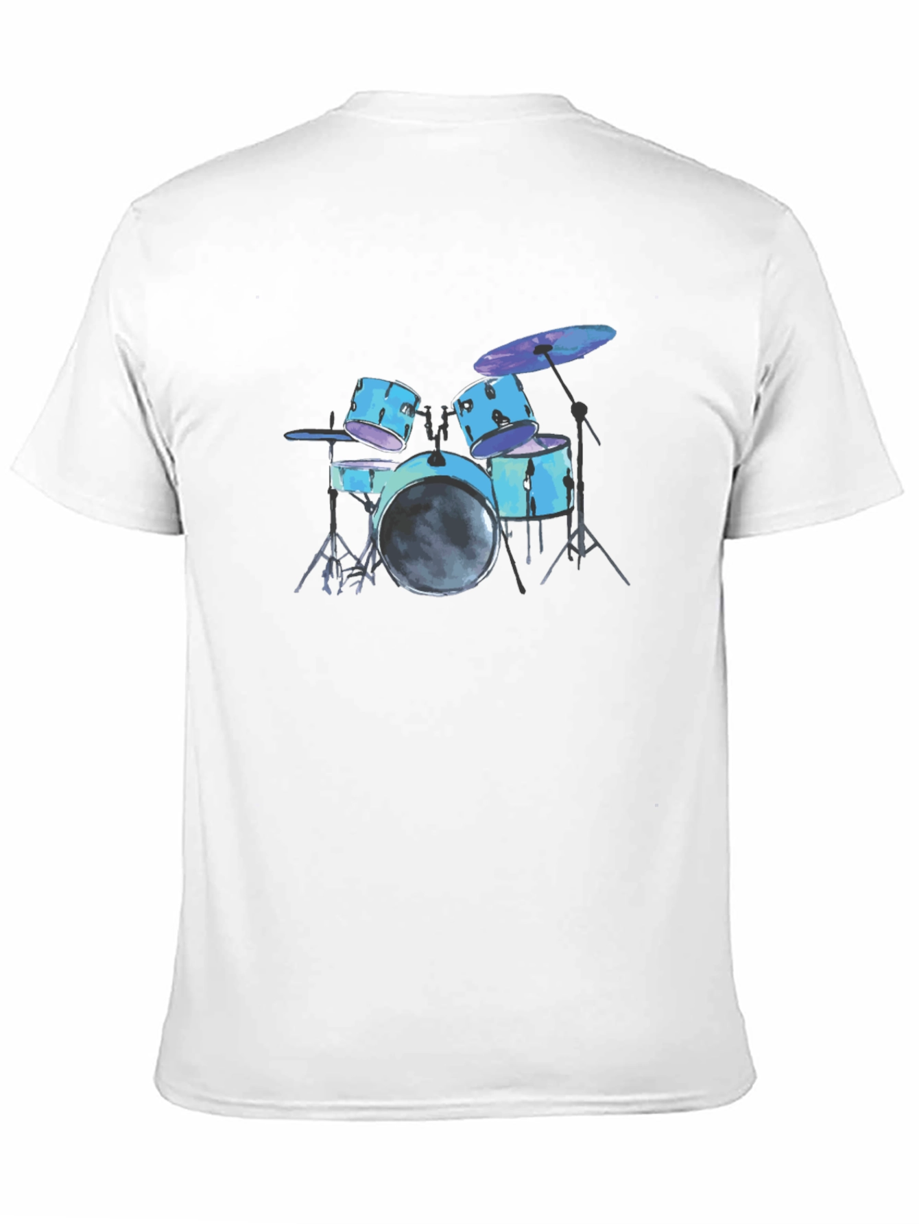 Drum Set Graphic Tee - Black Cotton T-Shirt
