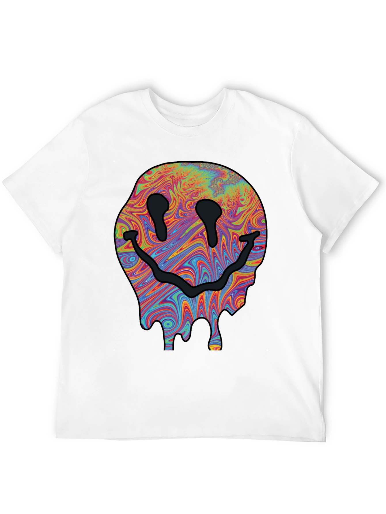 Melting Smiley Face Graphic Tee - Black