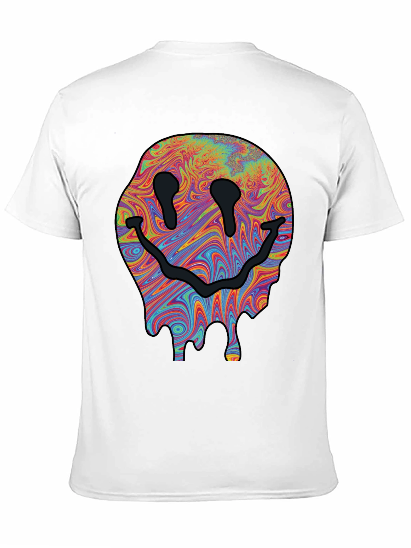 Melting Smiley Face Graphic Tee - Black