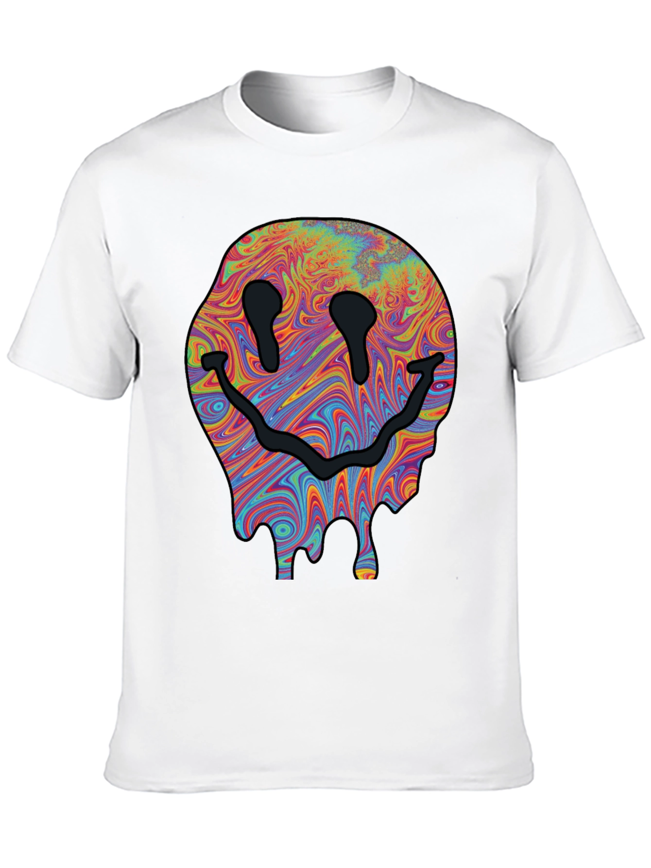 Melting Smiley Face Graphic Tee - Black