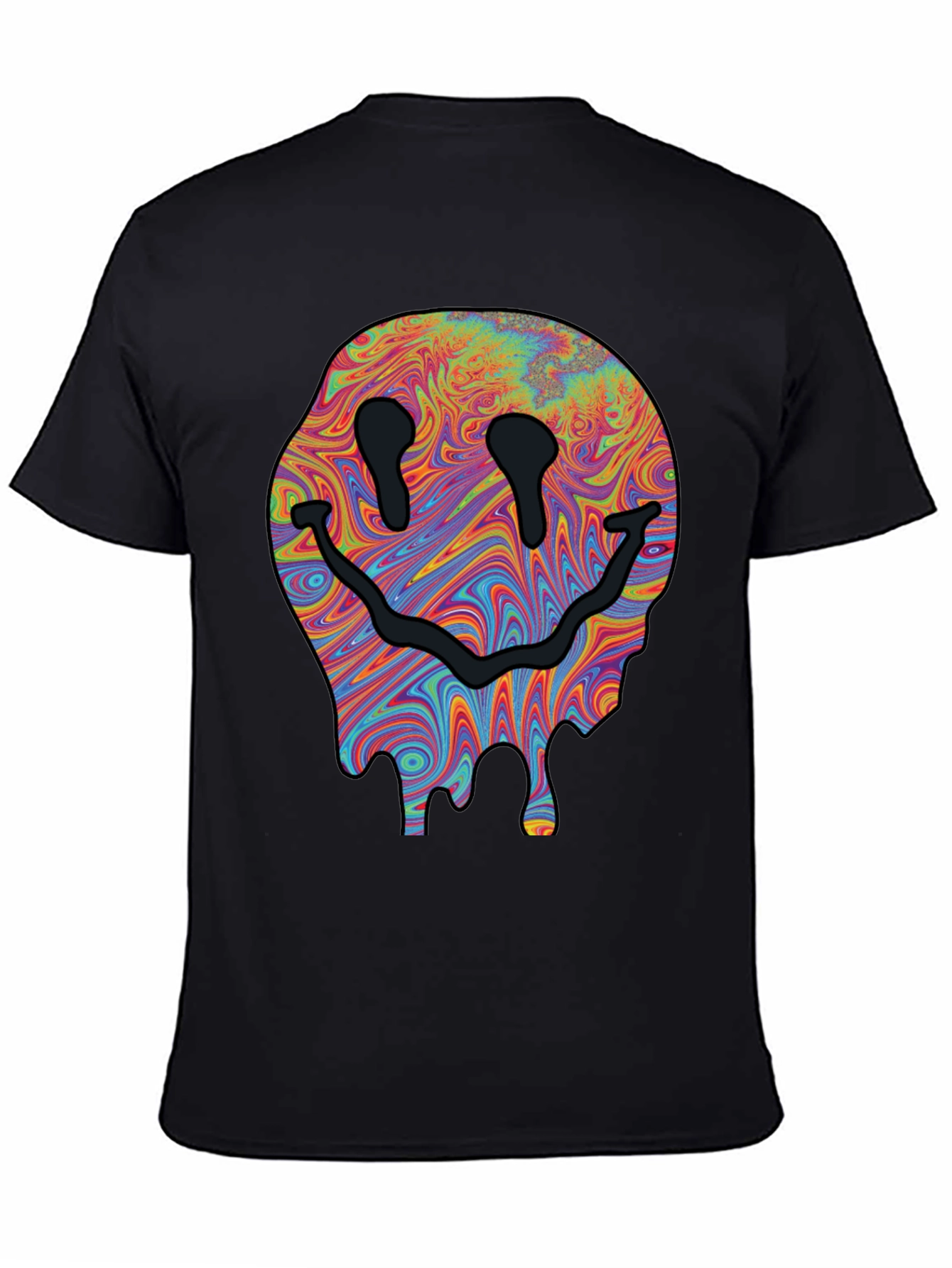 Melting Smiley Face Graphic Tee - Black