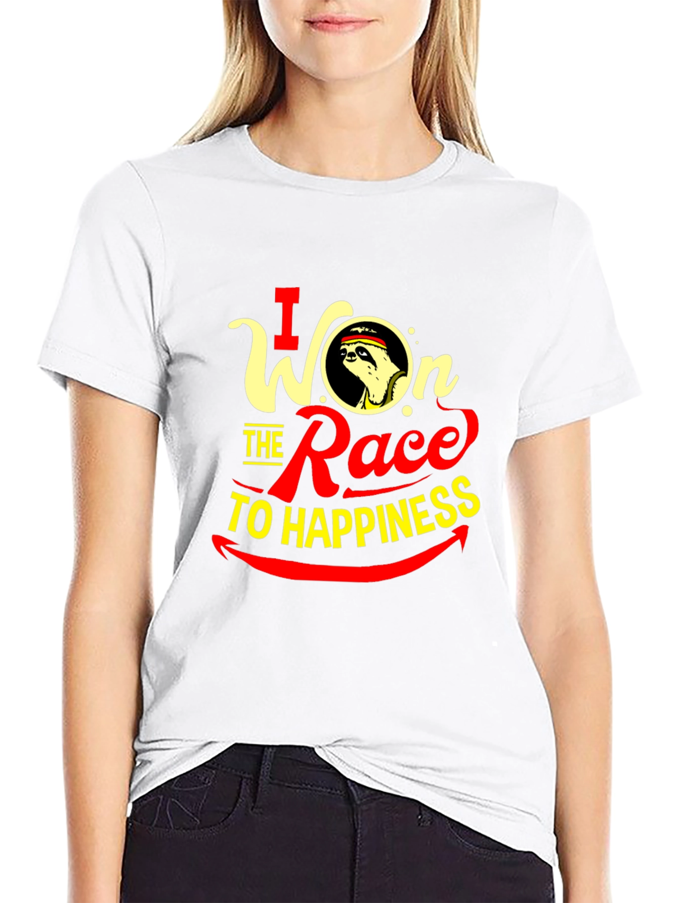 I Won the Race to Happiness Sloth Graphic T-Shirt