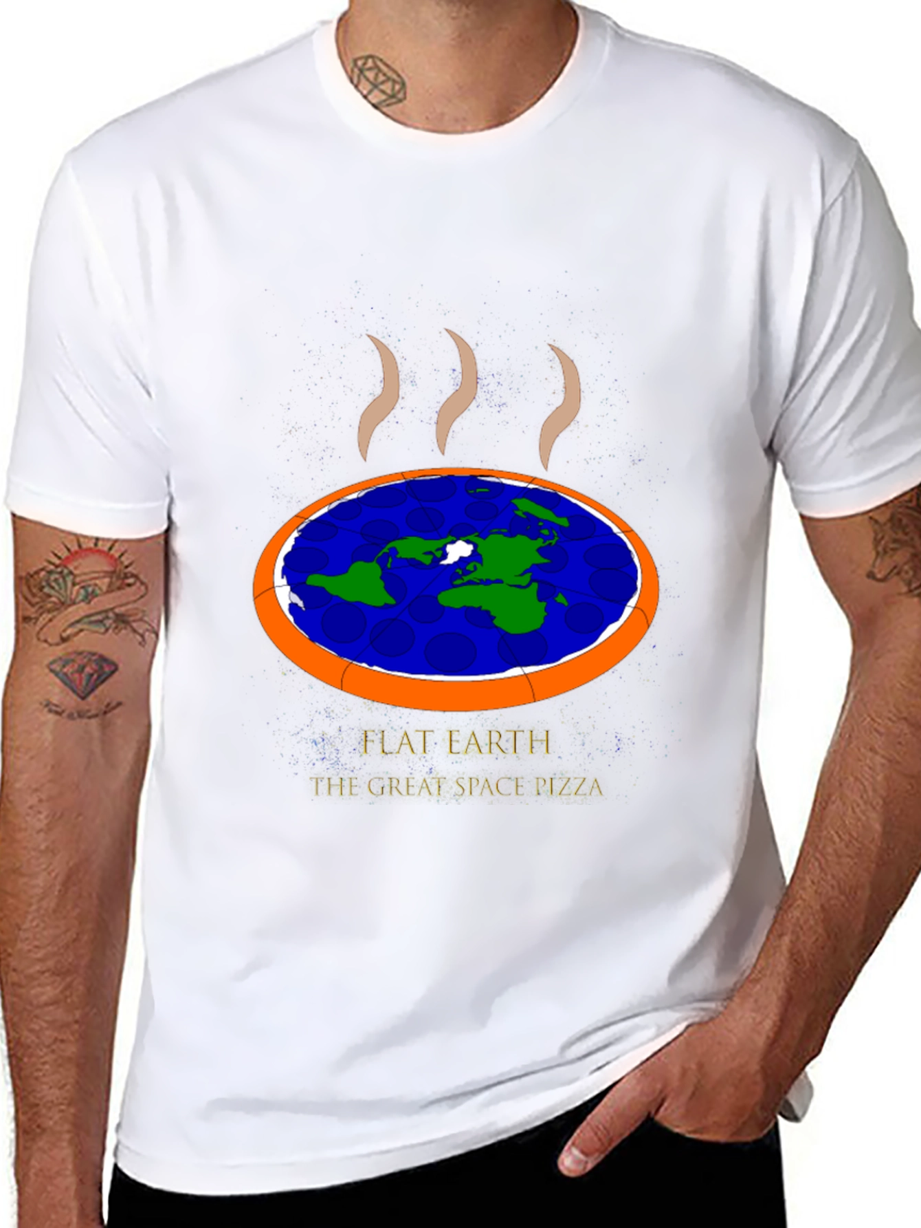 Flat Earth Pizza Graphic T-Shirt