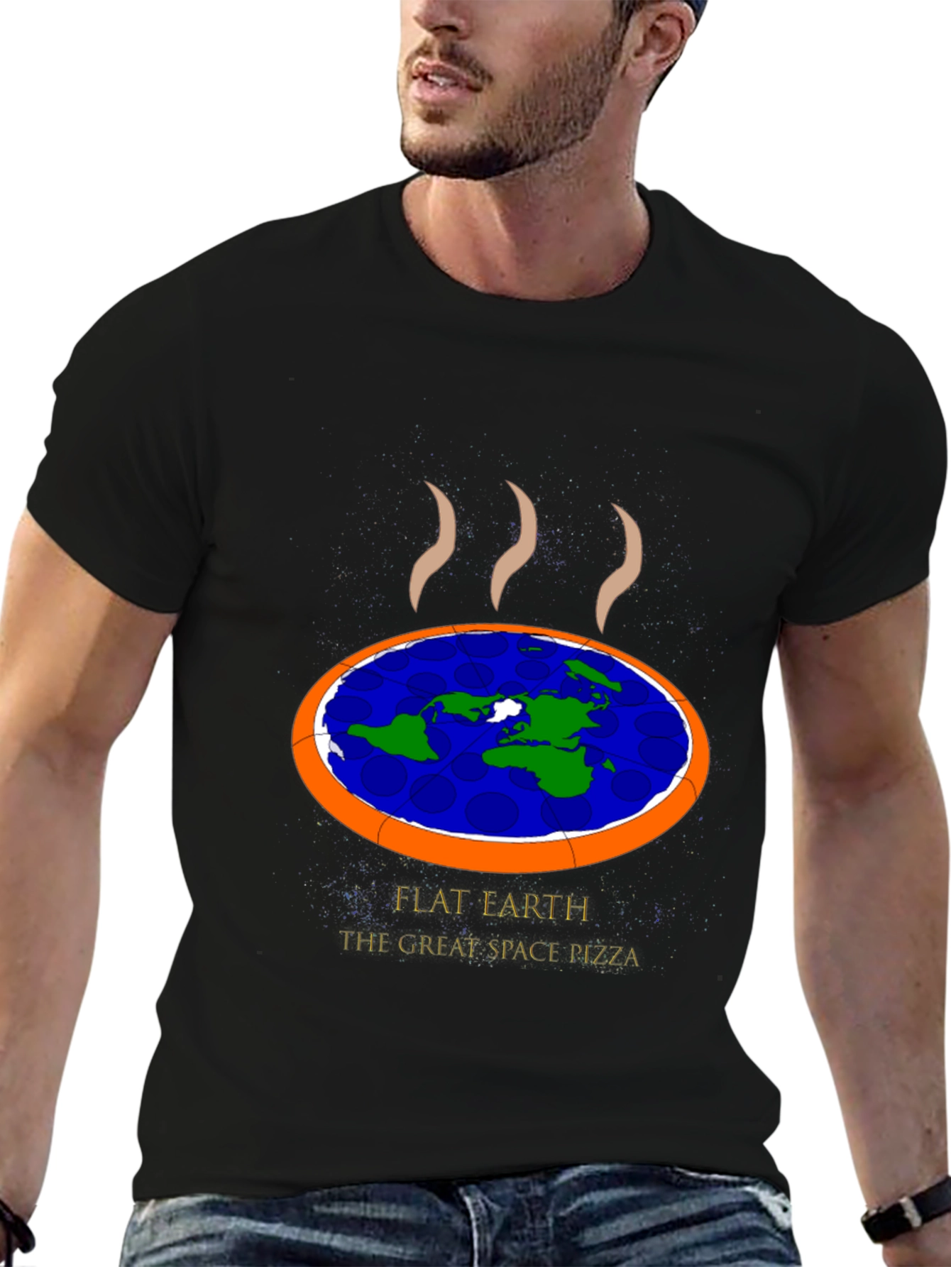 Flat Earth Pizza Graphic T-Shirt
