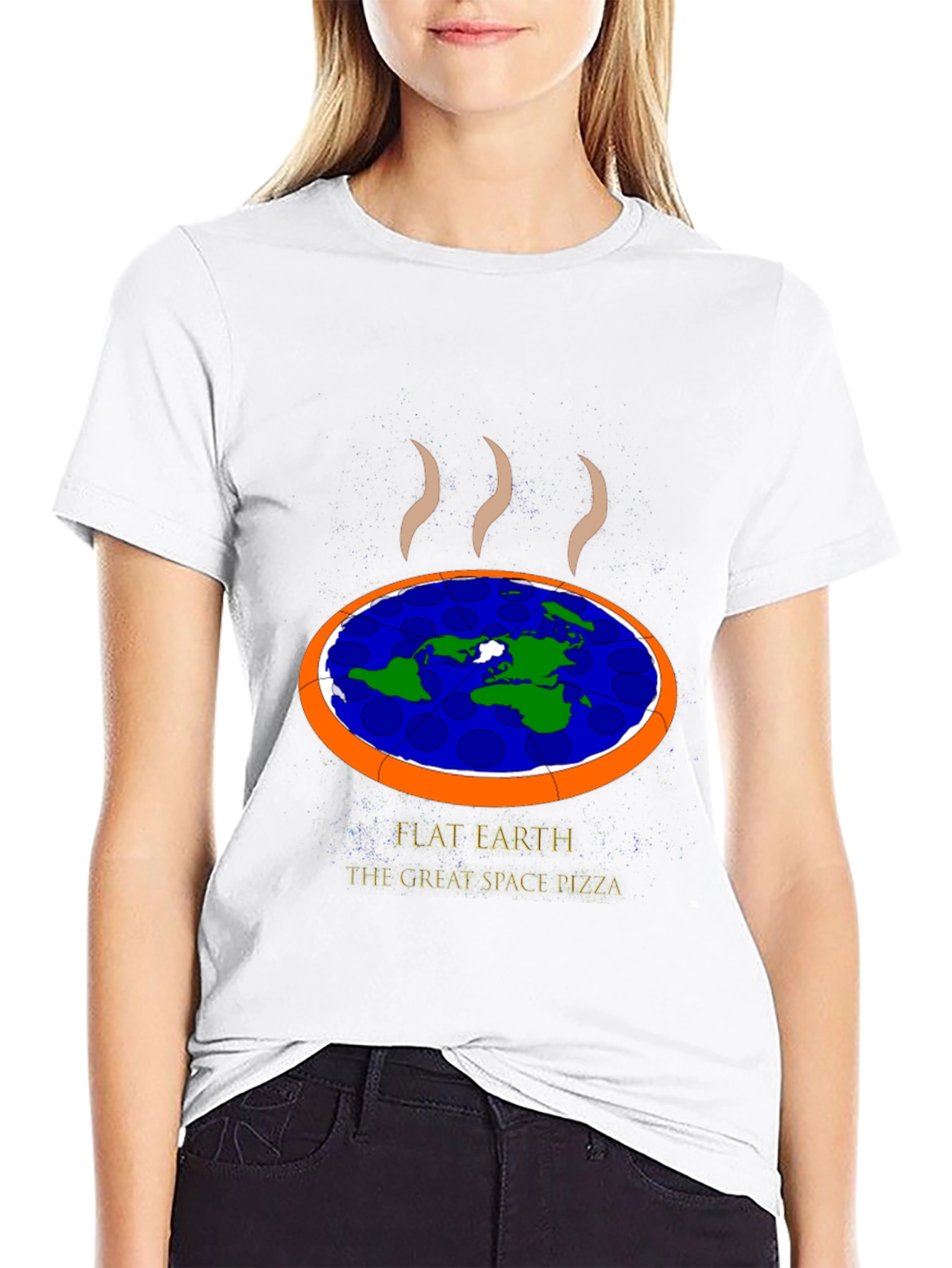 Flat Earth Pizza Graphic T-Shirt