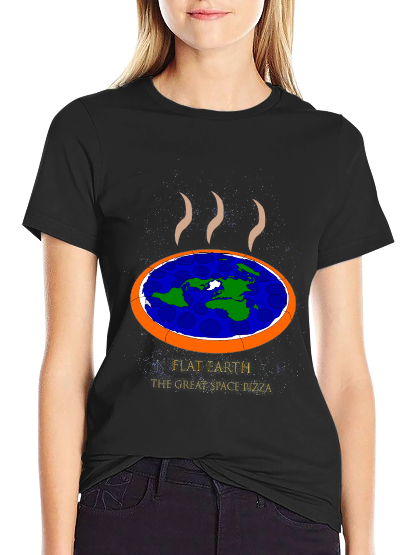 Flat Earth Pizza Graphic T-Shirt