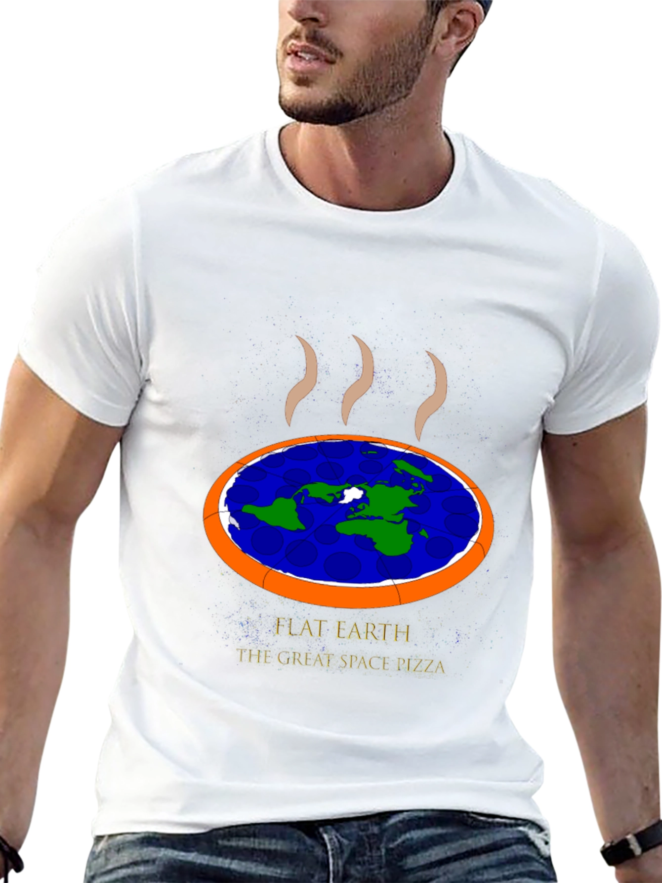 Flat Earth Pizza Graphic T-Shirt