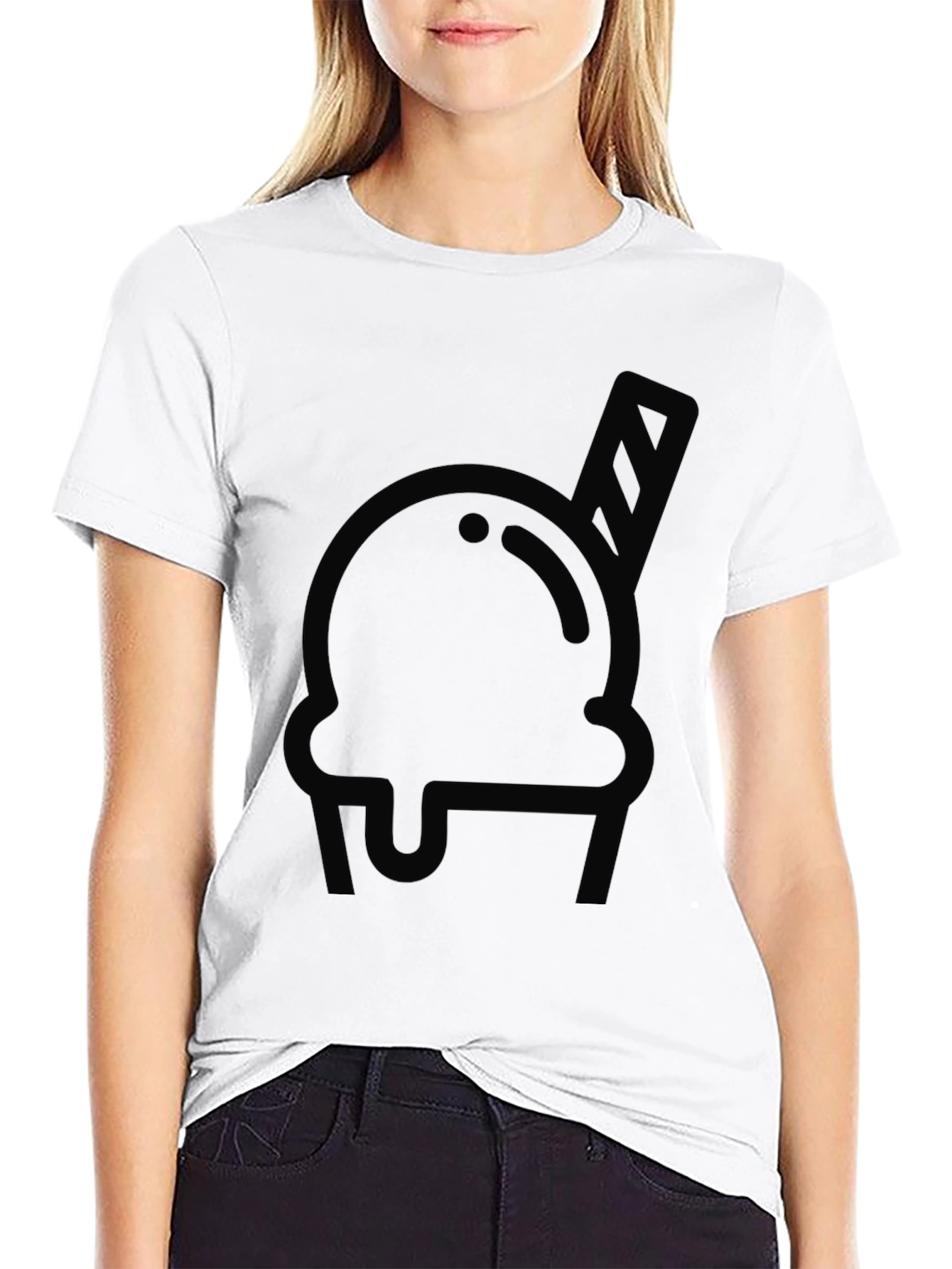 Cool Ice Cream Graphic Tee - Black Cotton T-Shirt
