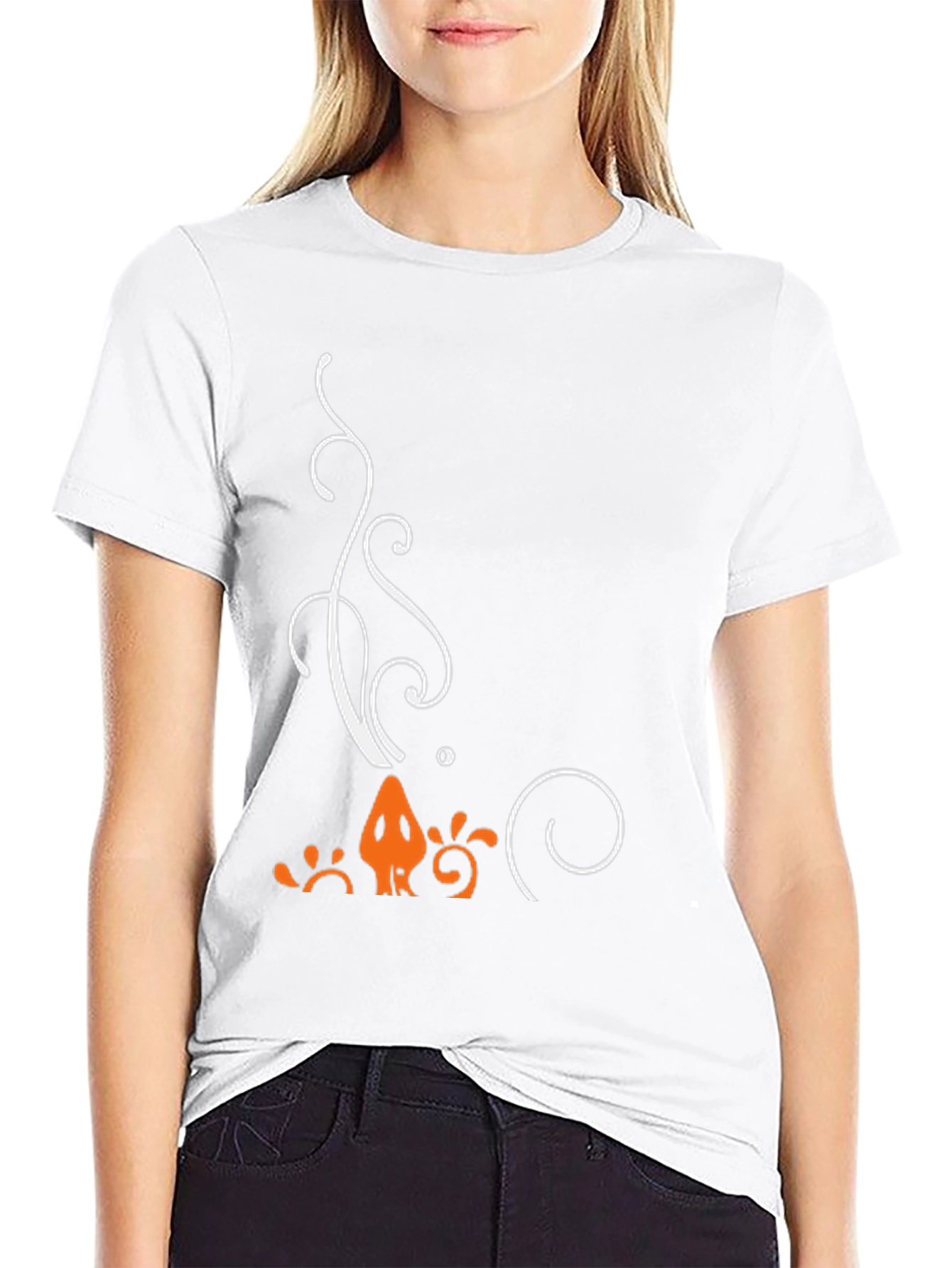 Stylized Graphic Tee - Black Cotton Blend