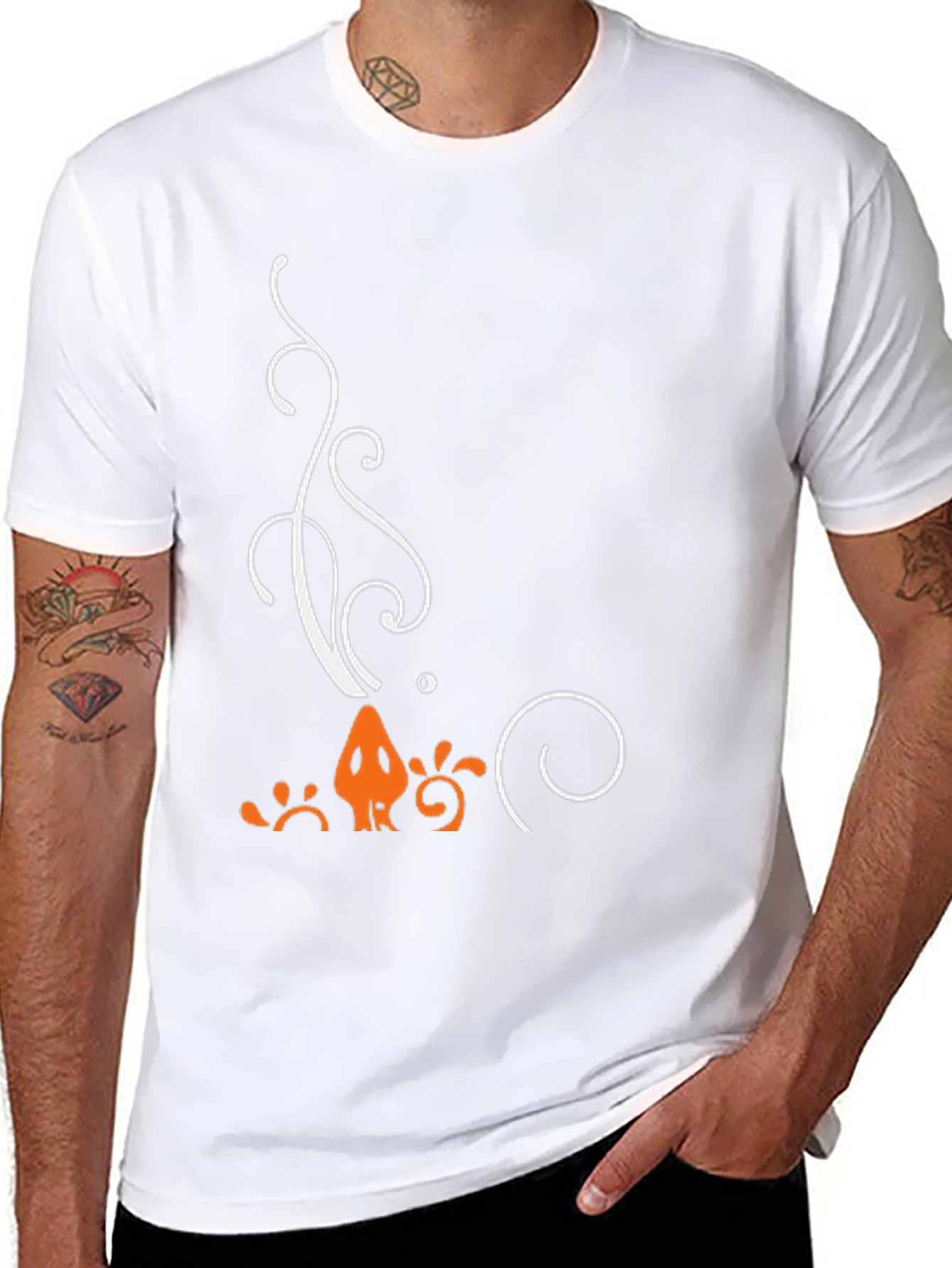 Stylized Graphic Tee - Black Cotton Blend