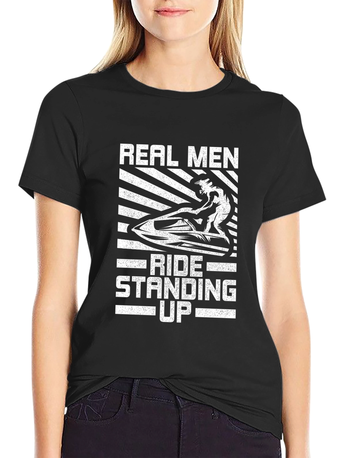 Real Men Ride Standing Up Jet Ski T-Shirt