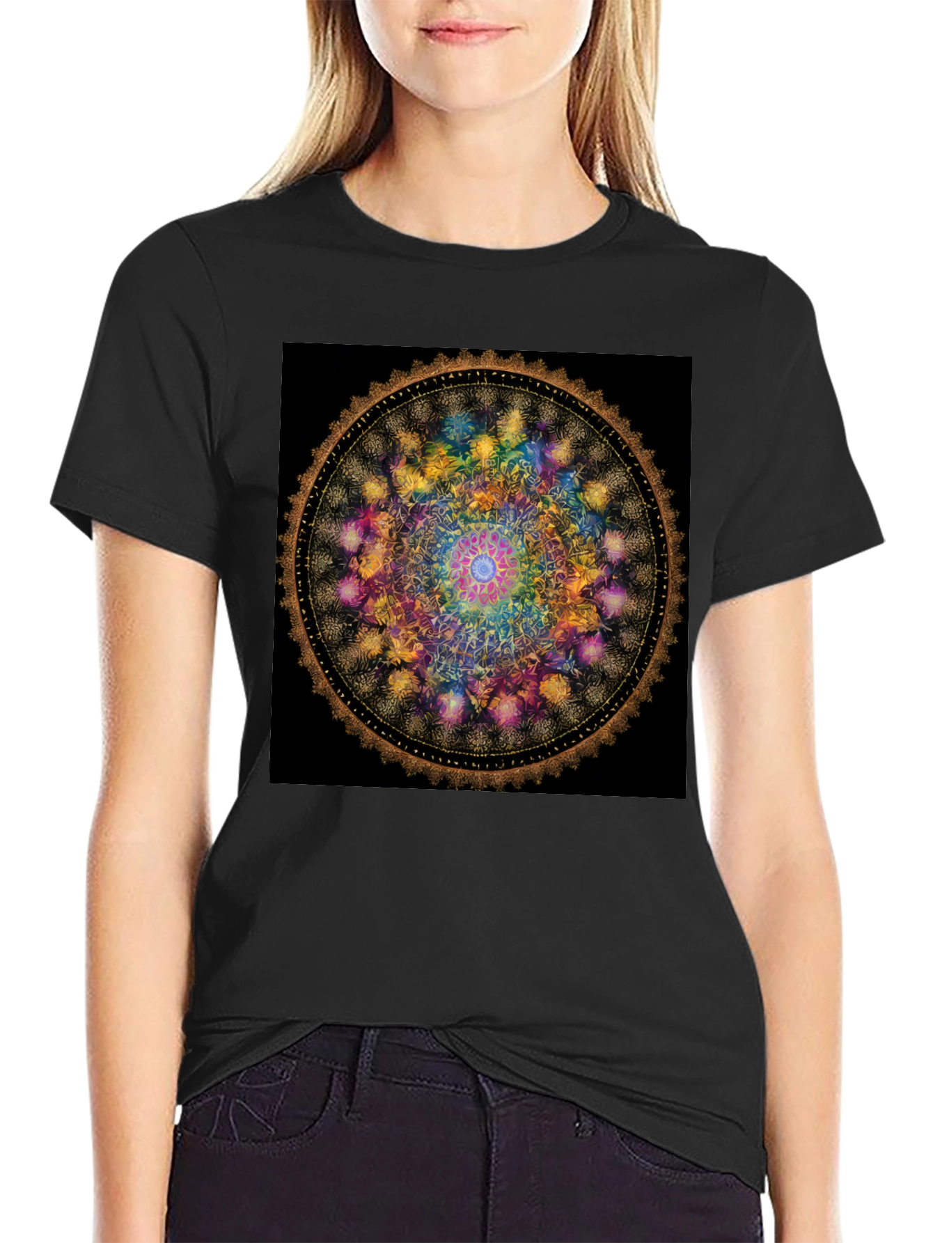 Mandala Art Graphic Black Tee