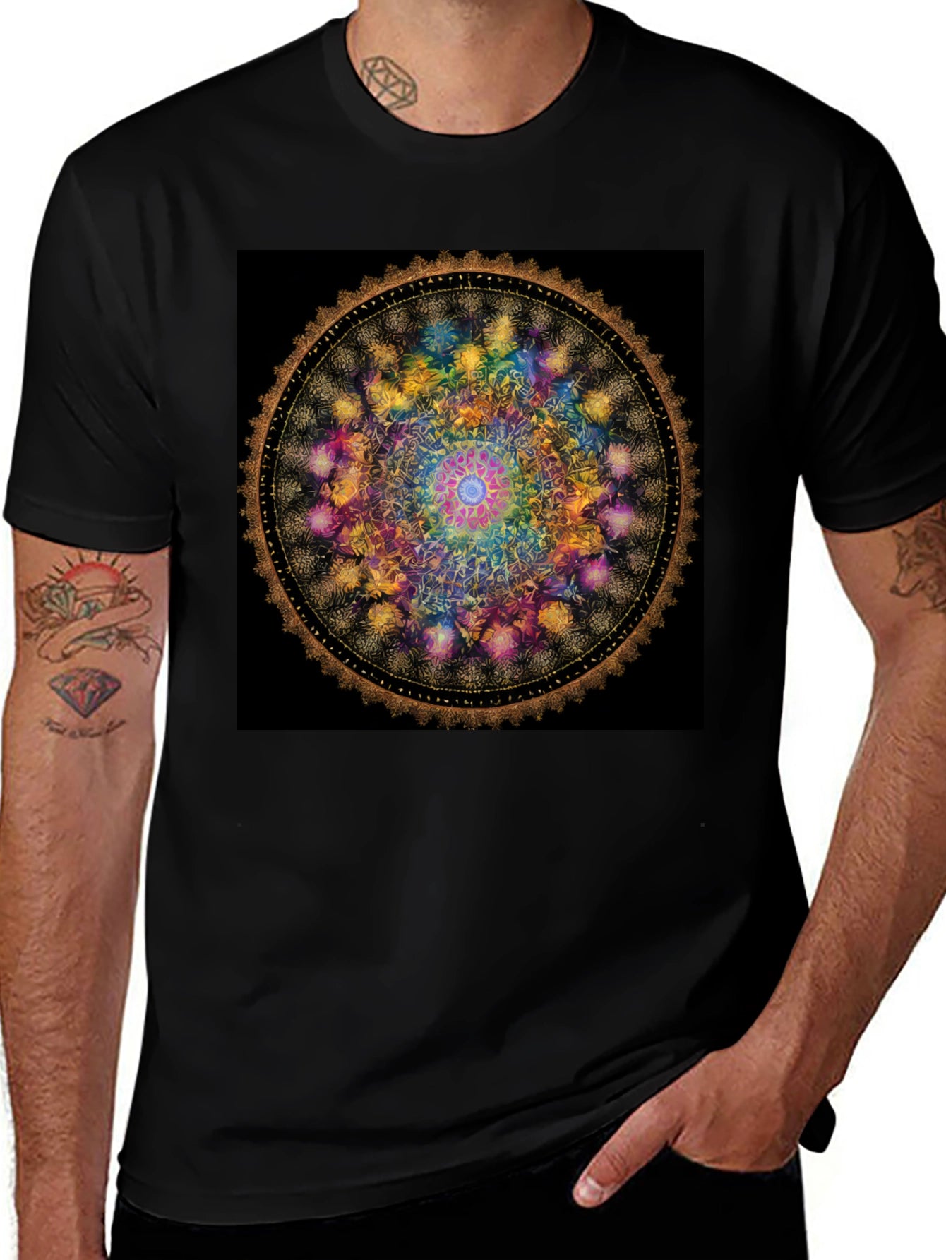 Mandala Art Graphic Black Tee