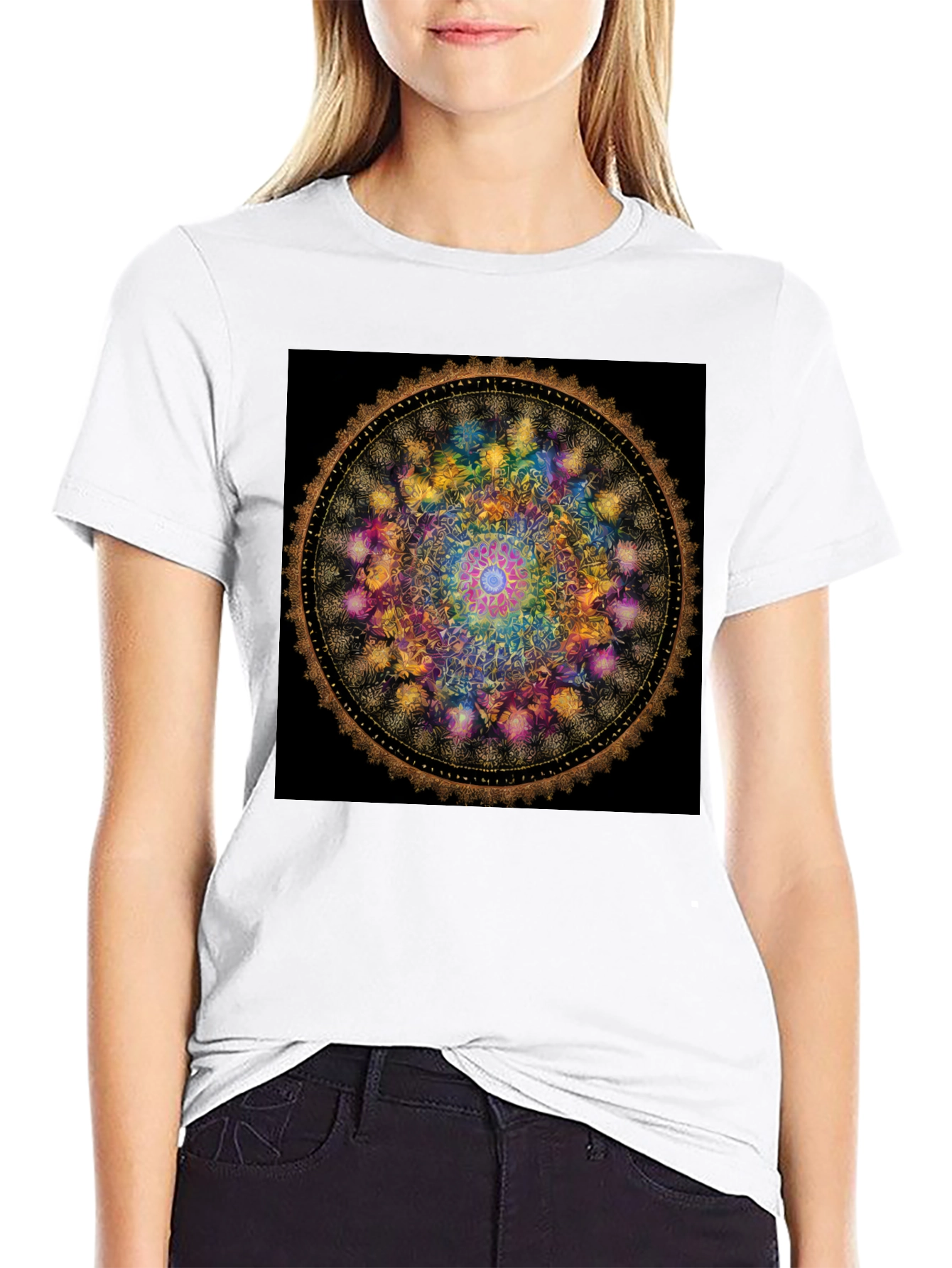 Mandala Art Graphic Black Tee