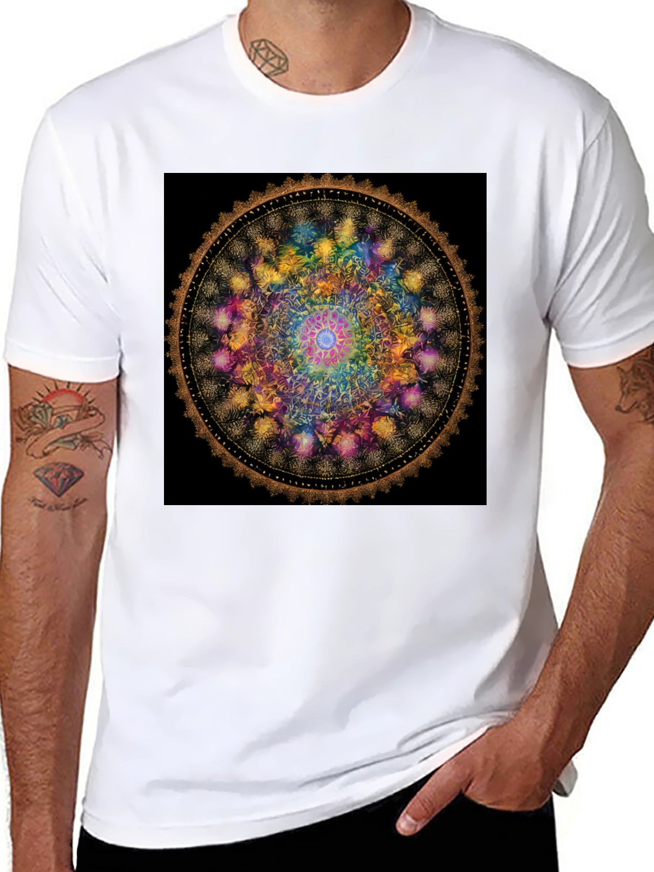 Mandala Art Graphic Black Tee