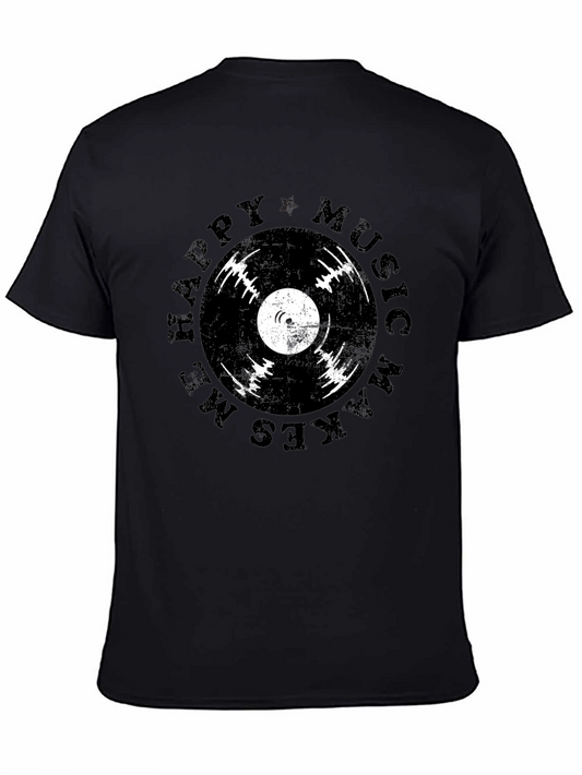 Happy Music Makes Me Vinyl Record Graphic Tee