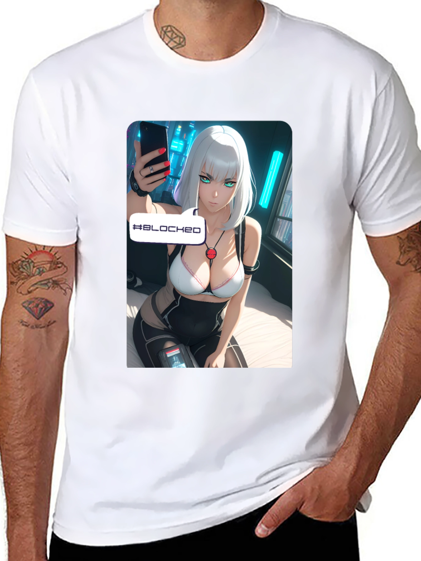 Anime-Inspired Black Graphic Tee