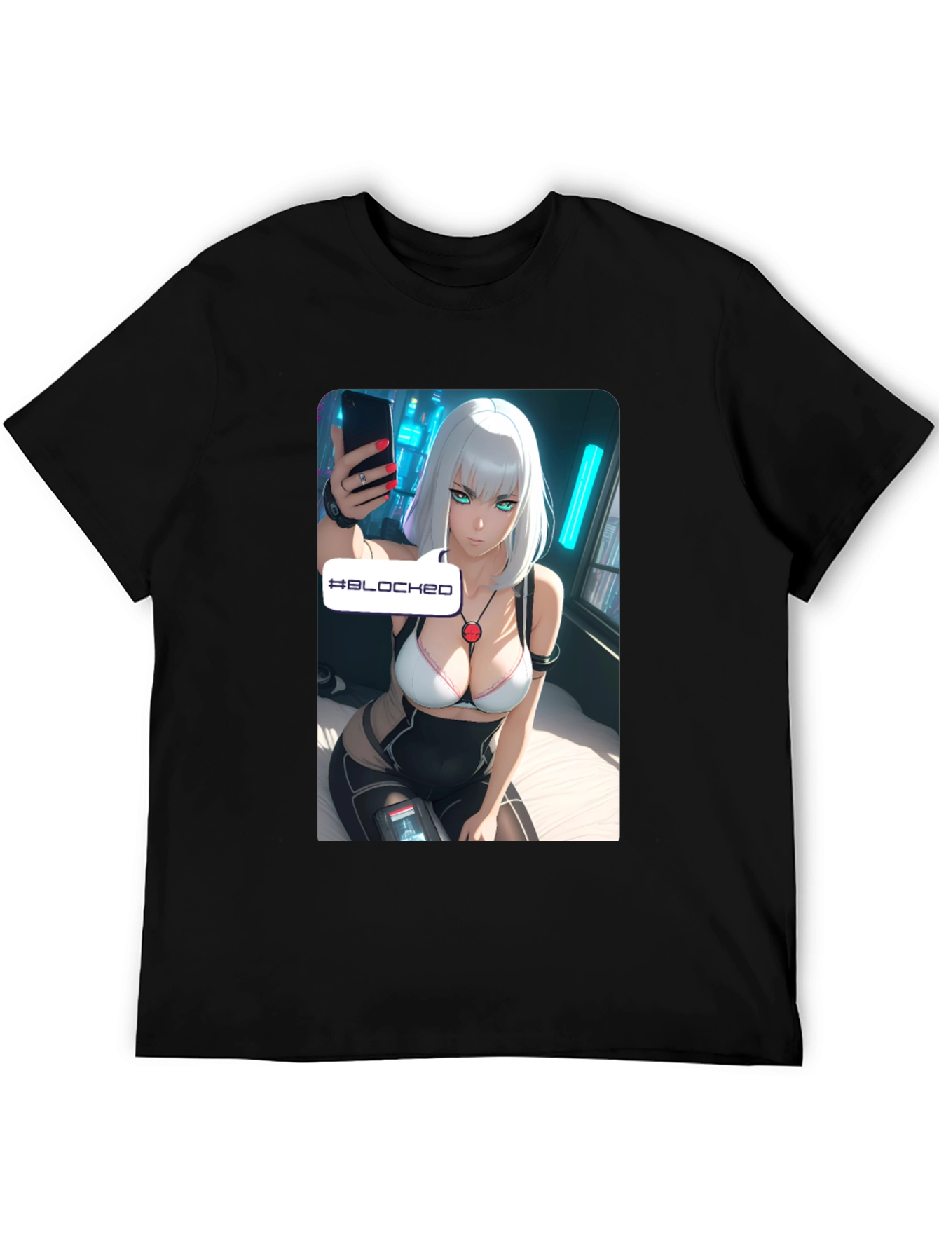 Anime-Inspired Black Graphic Tee