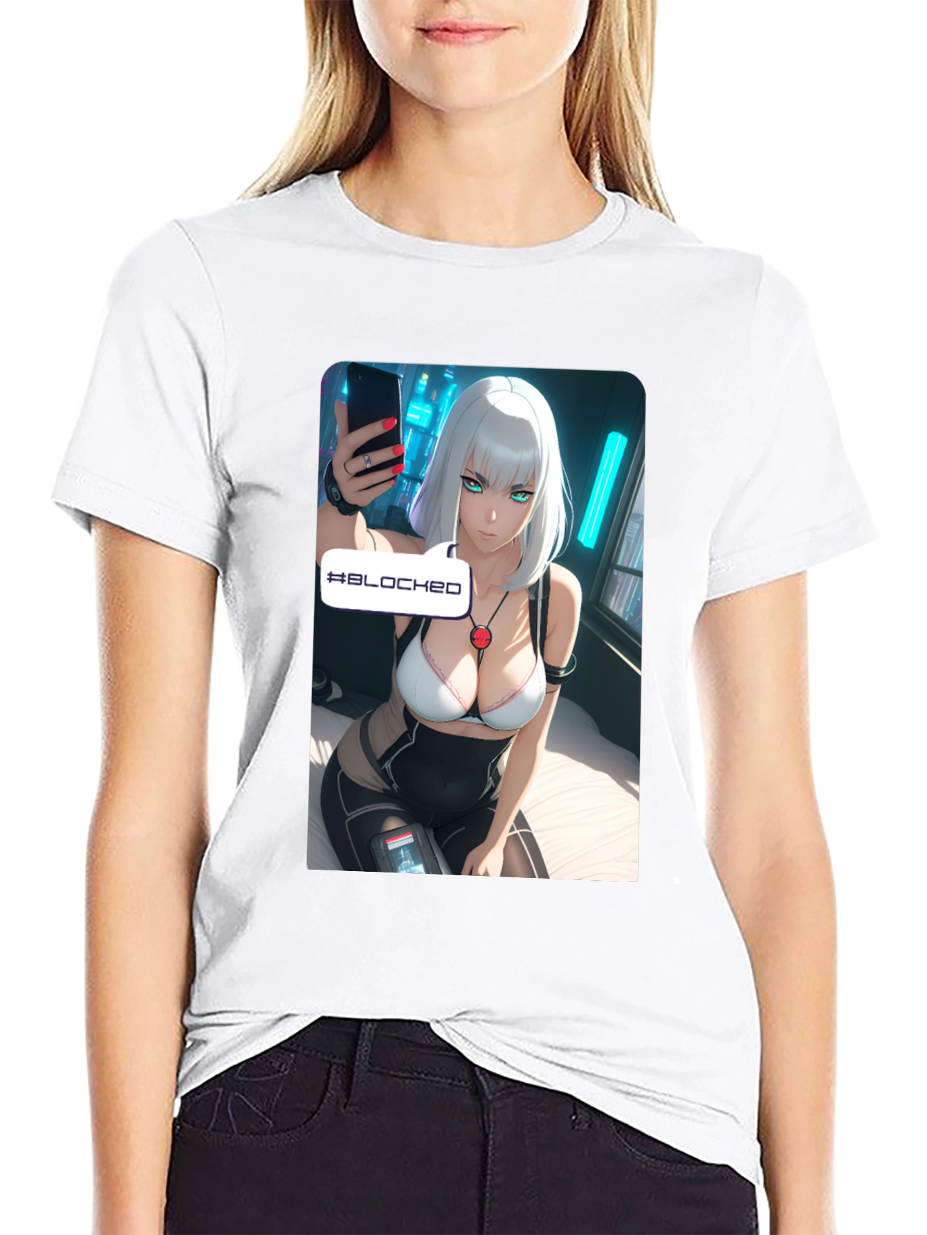 Anime-Inspired Black Graphic Tee