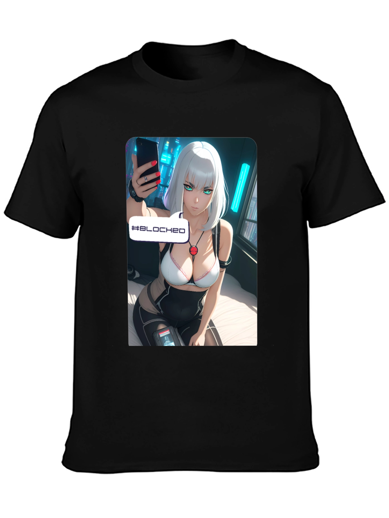 Anime-Inspired Black Graphic Tee