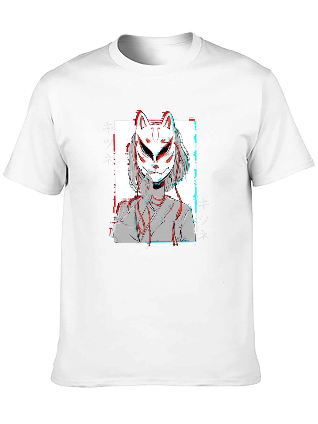 Kitsune Mask T-Shirt: Anime Manga Style