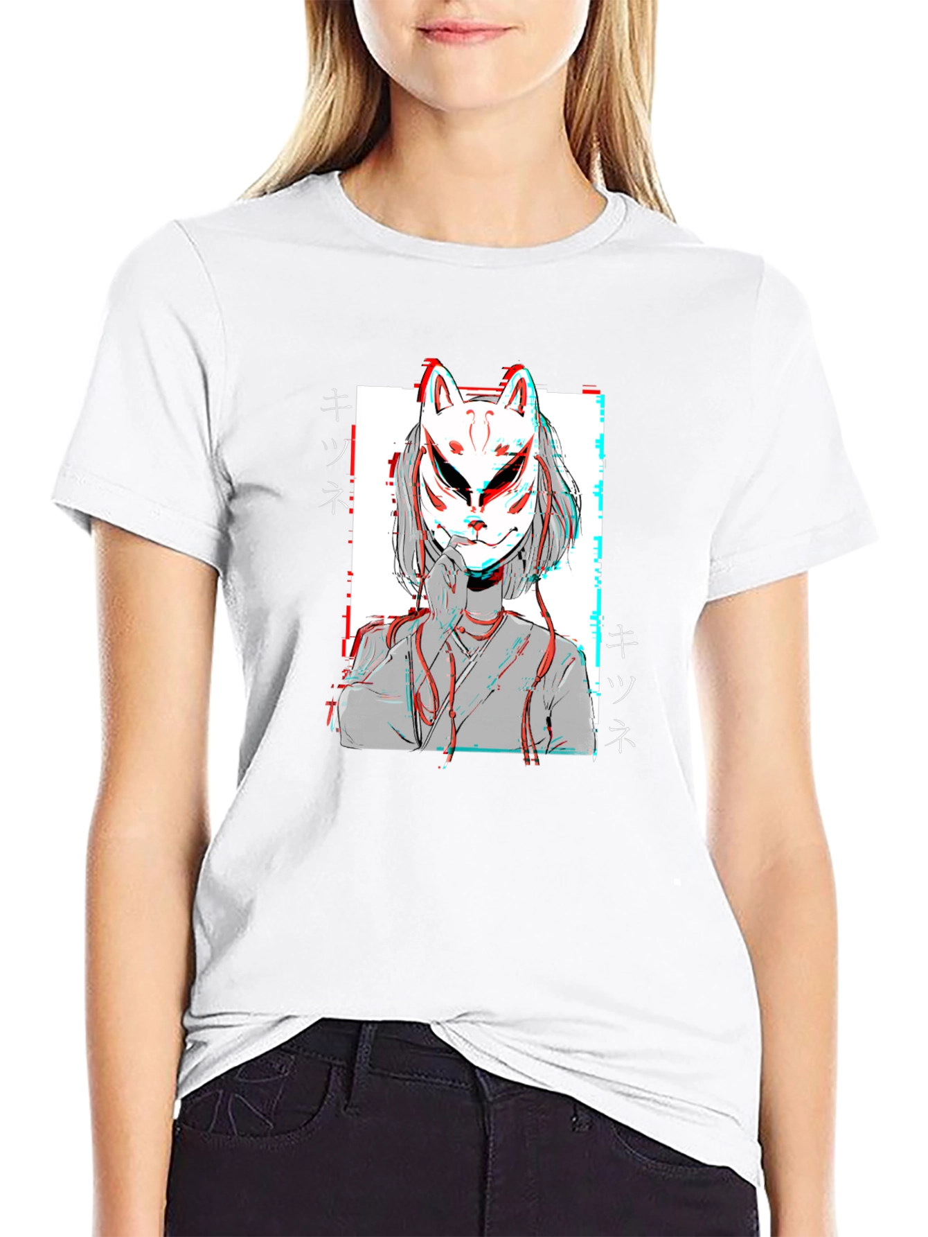 Kitsune Mask T-Shirt: Anime Manga Style