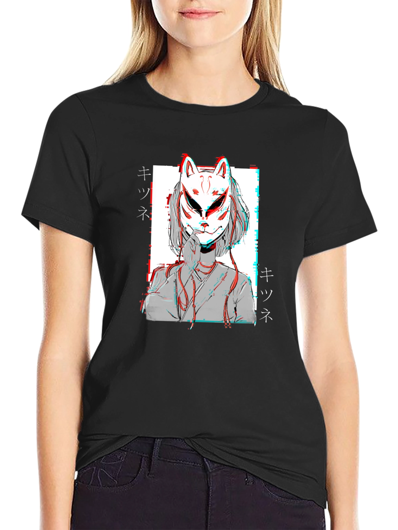 Kitsune Mask T-Shirt: Anime Manga Style