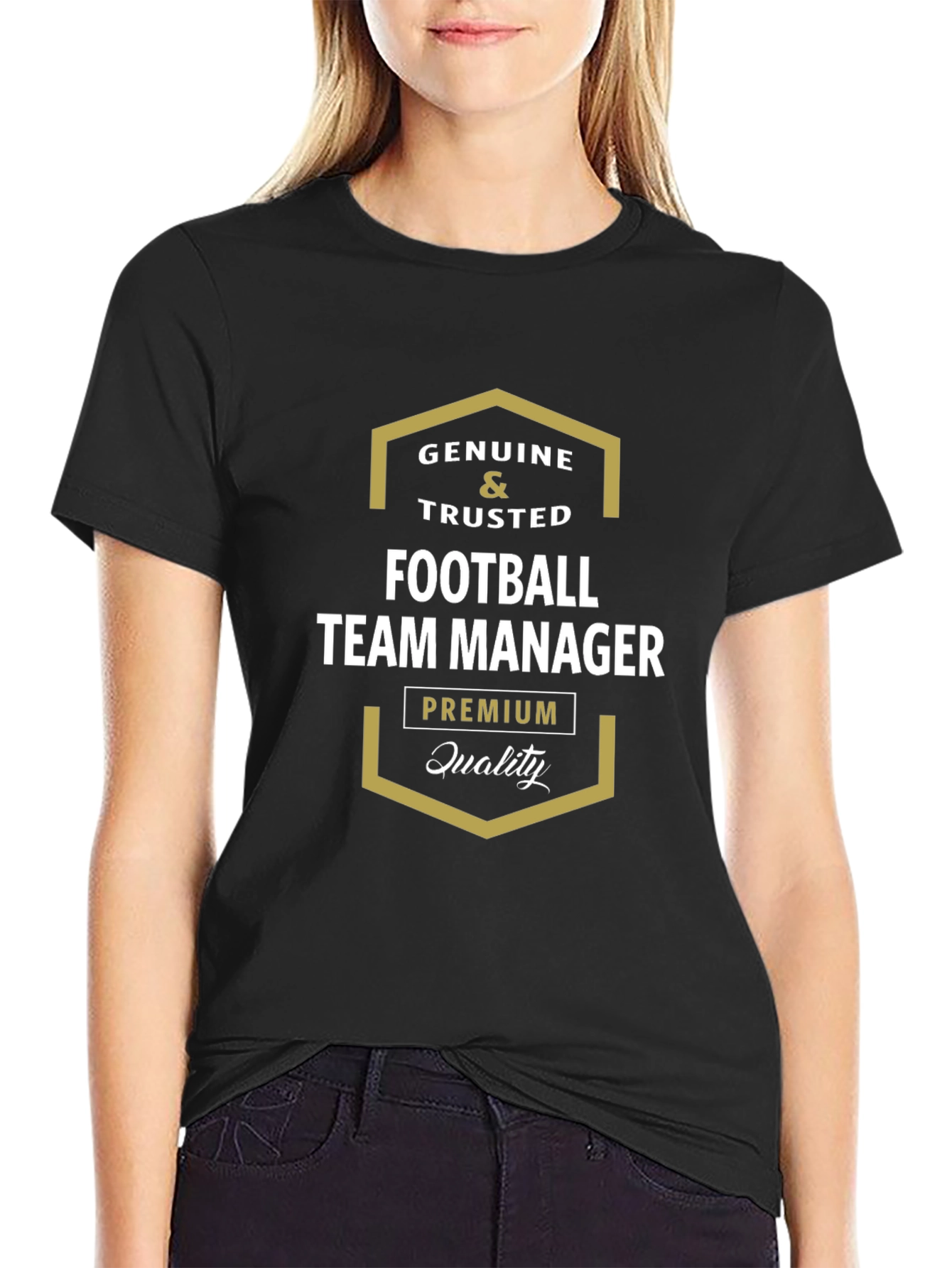 Genuine Football Team Manager Premium Quality Black T-Shirt