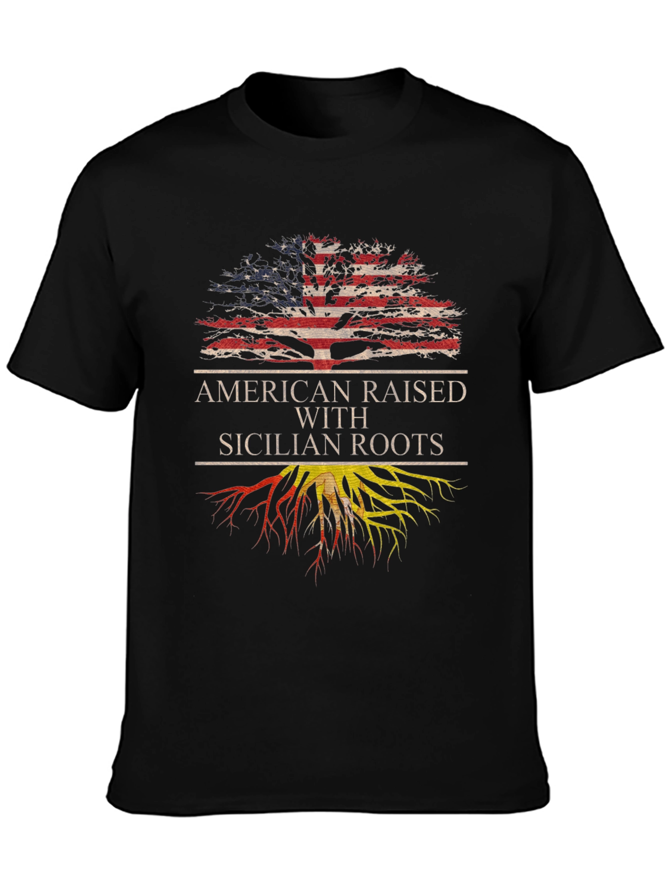 American Raised with Sicilian Roots Graphic Tee