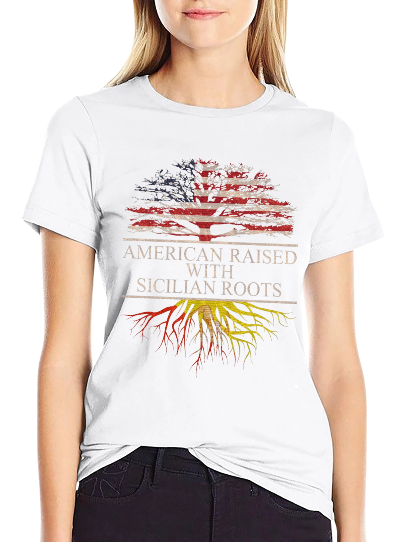 American Raised with Sicilian Roots Graphic Tee