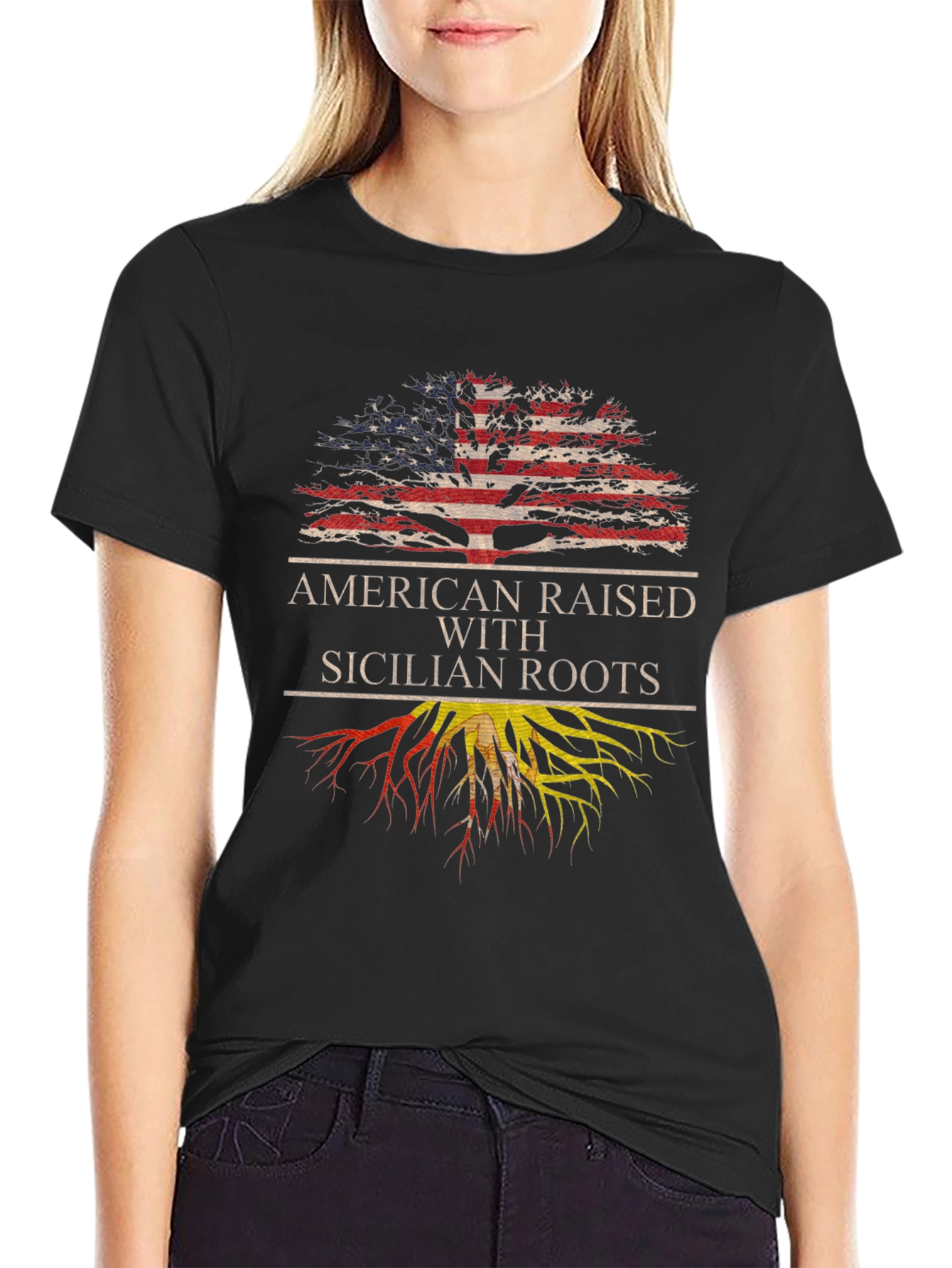 American Raised with Sicilian Roots Graphic Tee