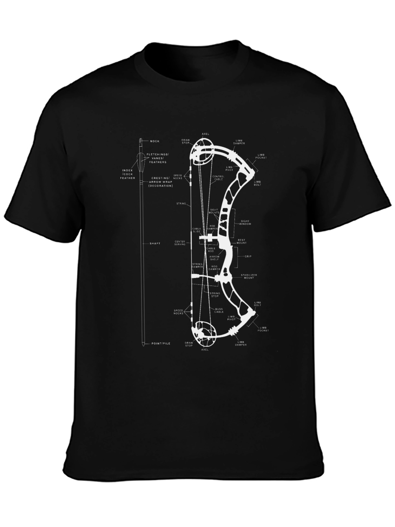 Archery Bow Blueprint T-Shirt - Technical Diagram Tee