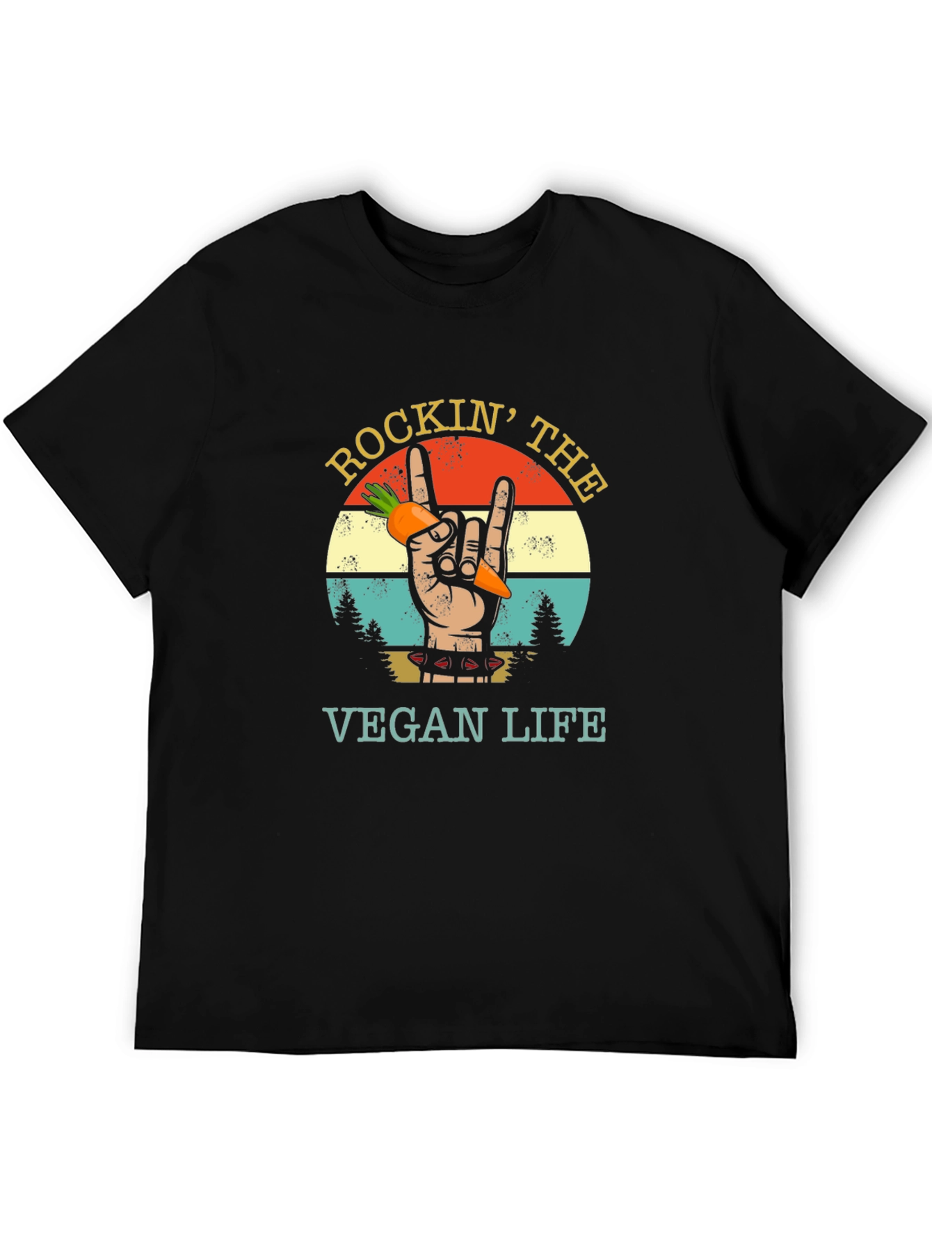 Rockin Vegan Life Graphic Tee - Black T-Shirt