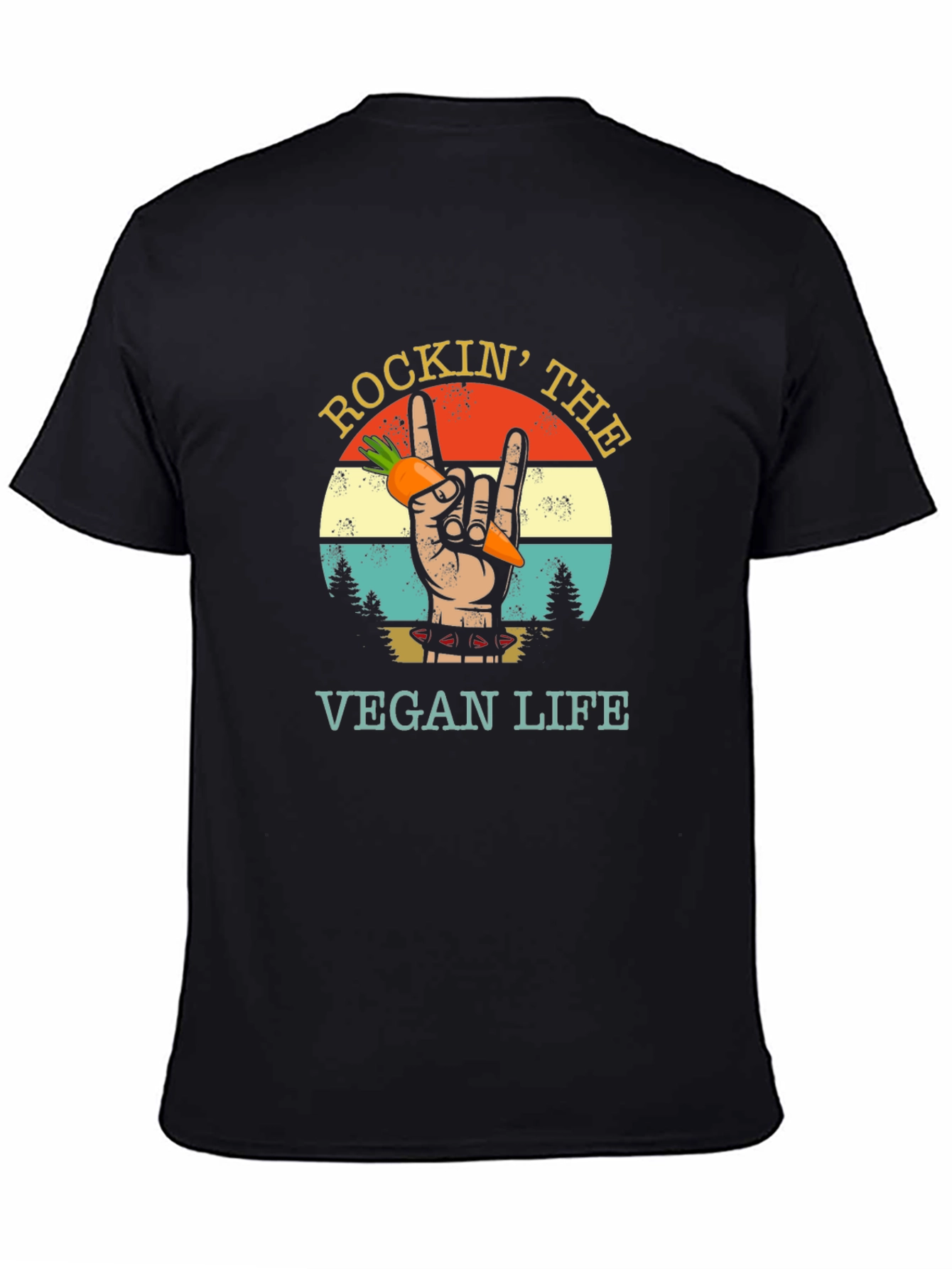 Rockin Vegan Life Graphic Tee - Black T-Shirt