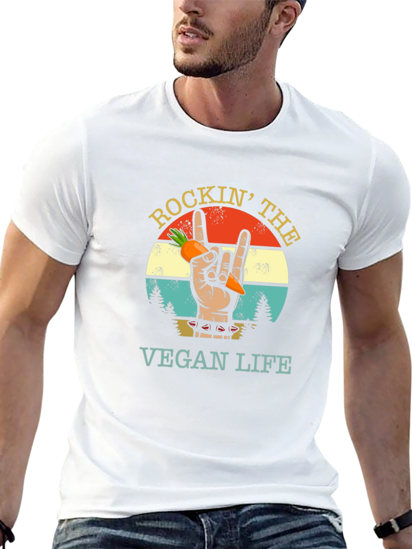 Rockin Vegan Life Graphic Tee - Black T-Shirt