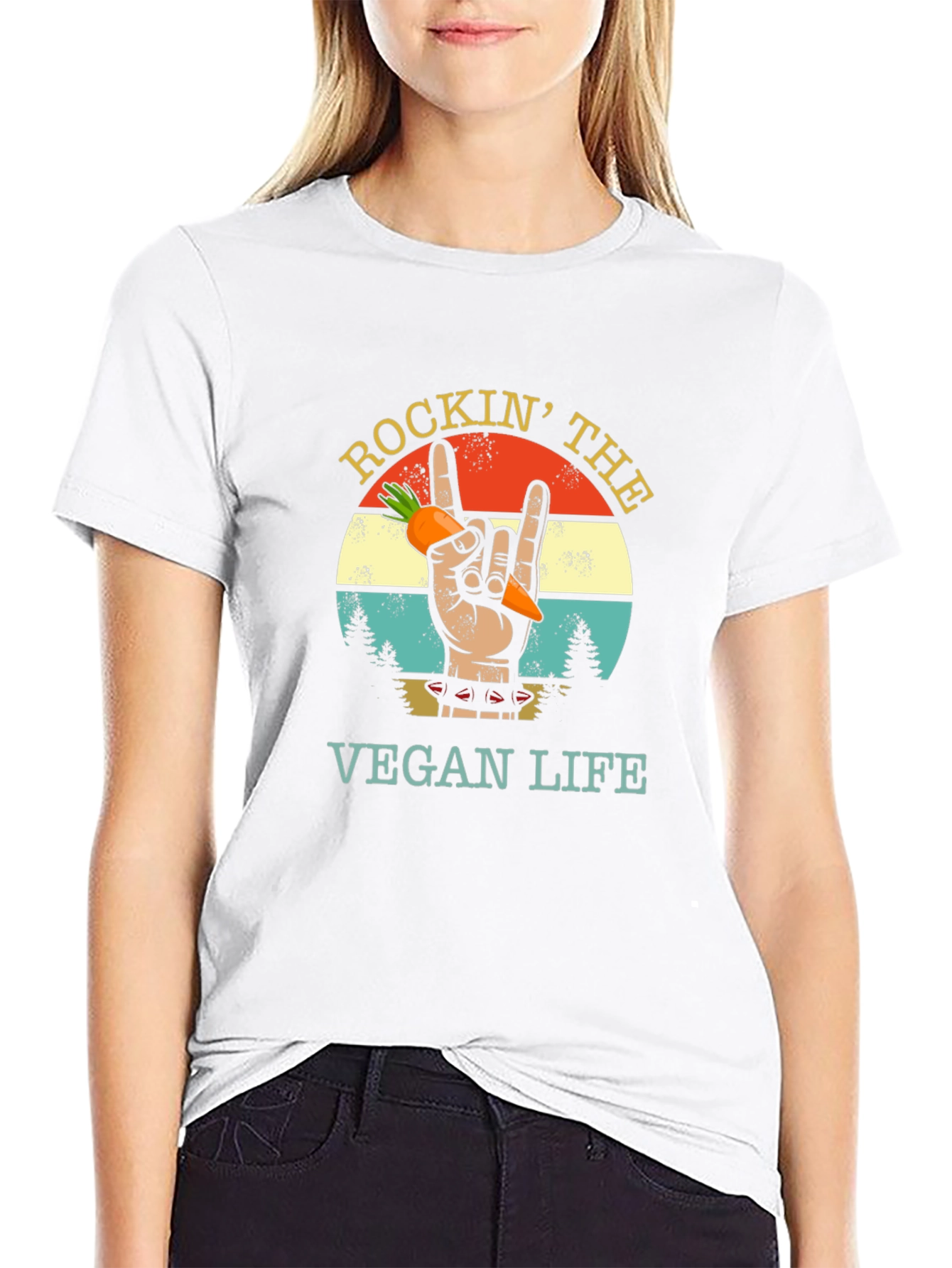 Rockin Vegan Life Graphic Tee - Black T-Shirt