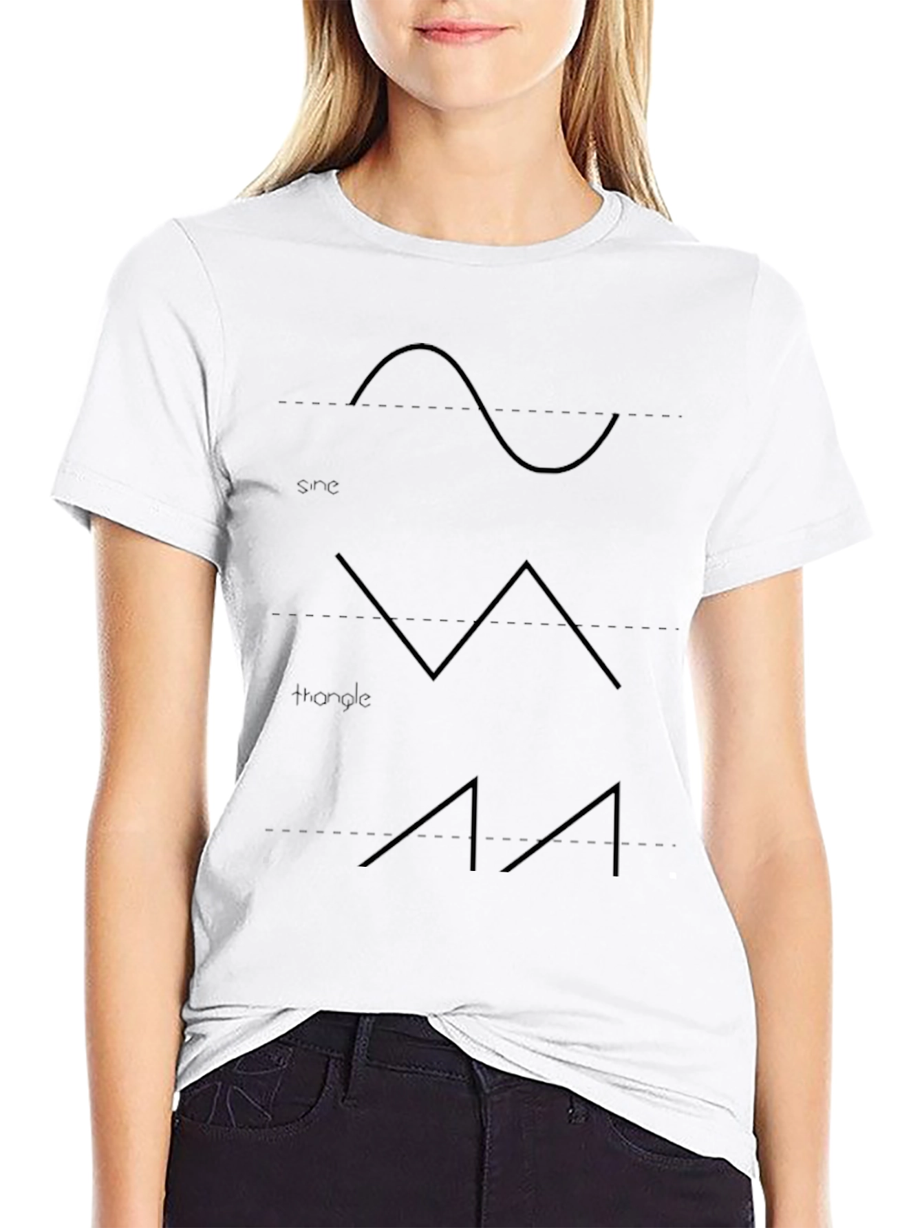 Sine Triangle Wave Black T-Shirt
