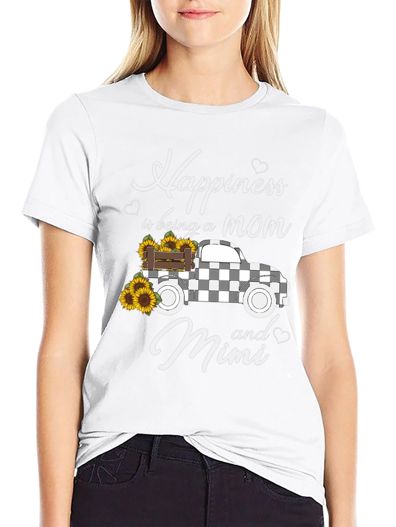 Happiness Mom and Mimi Black Graphic Tee