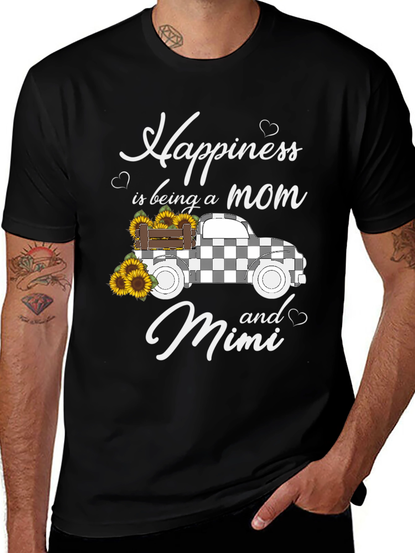 Happiness Mom and Mimi Black Graphic Tee