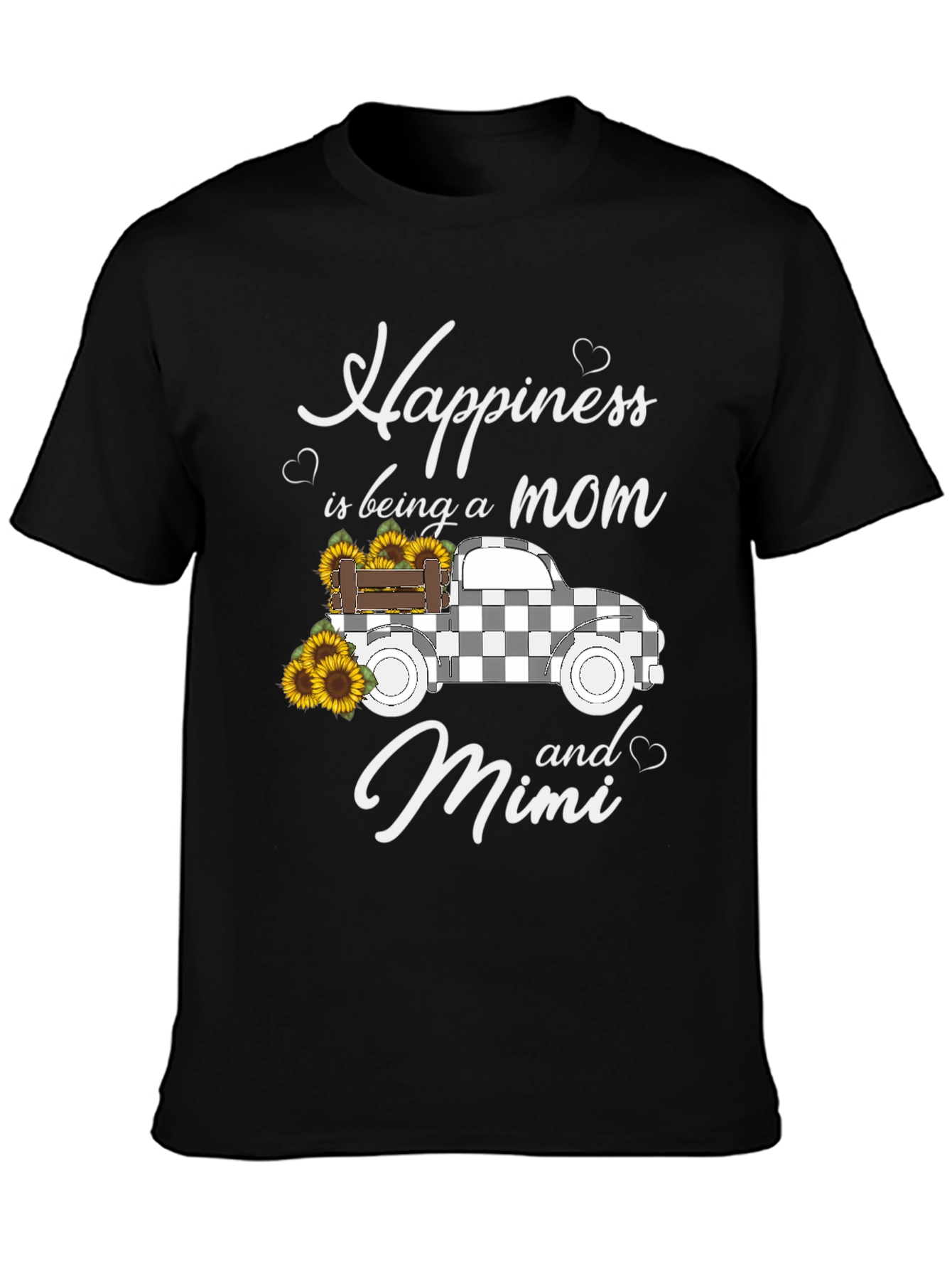 Happiness Mom and Mimi Black Graphic Tee