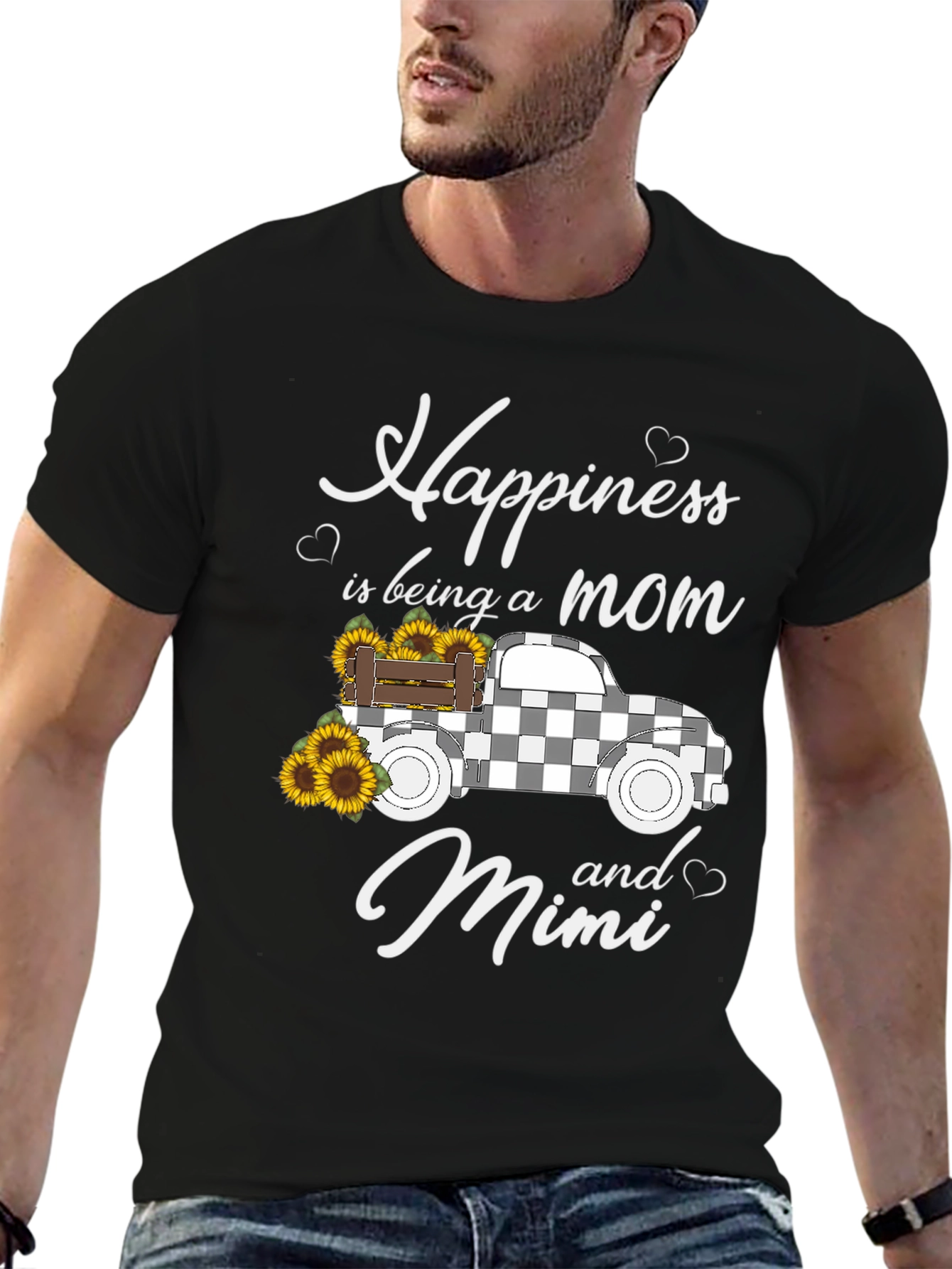 Happiness Mom and Mimi Black Graphic Tee