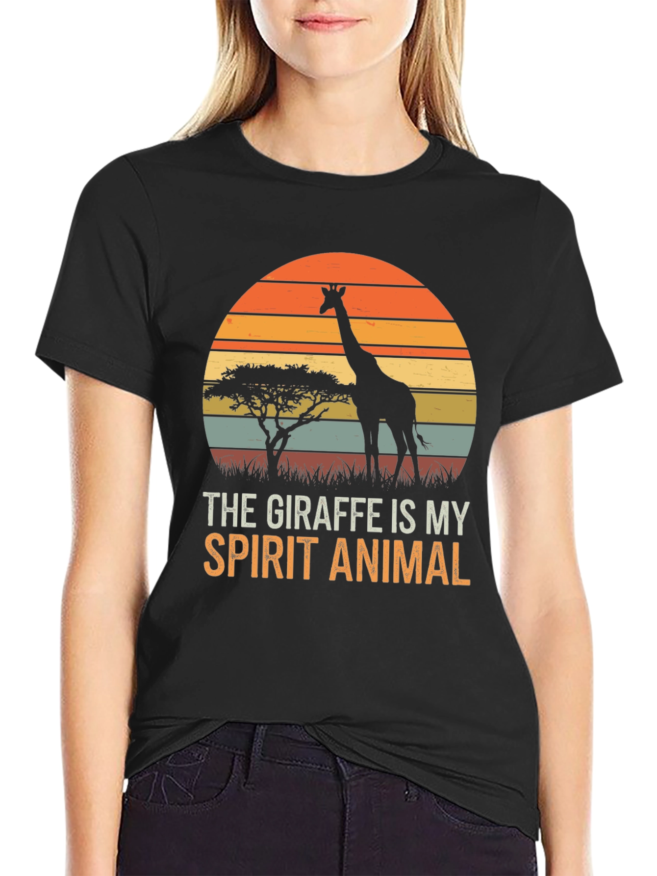 Giraffe Spirit Animal Graphic Tee - Unisex Black T-Shirt