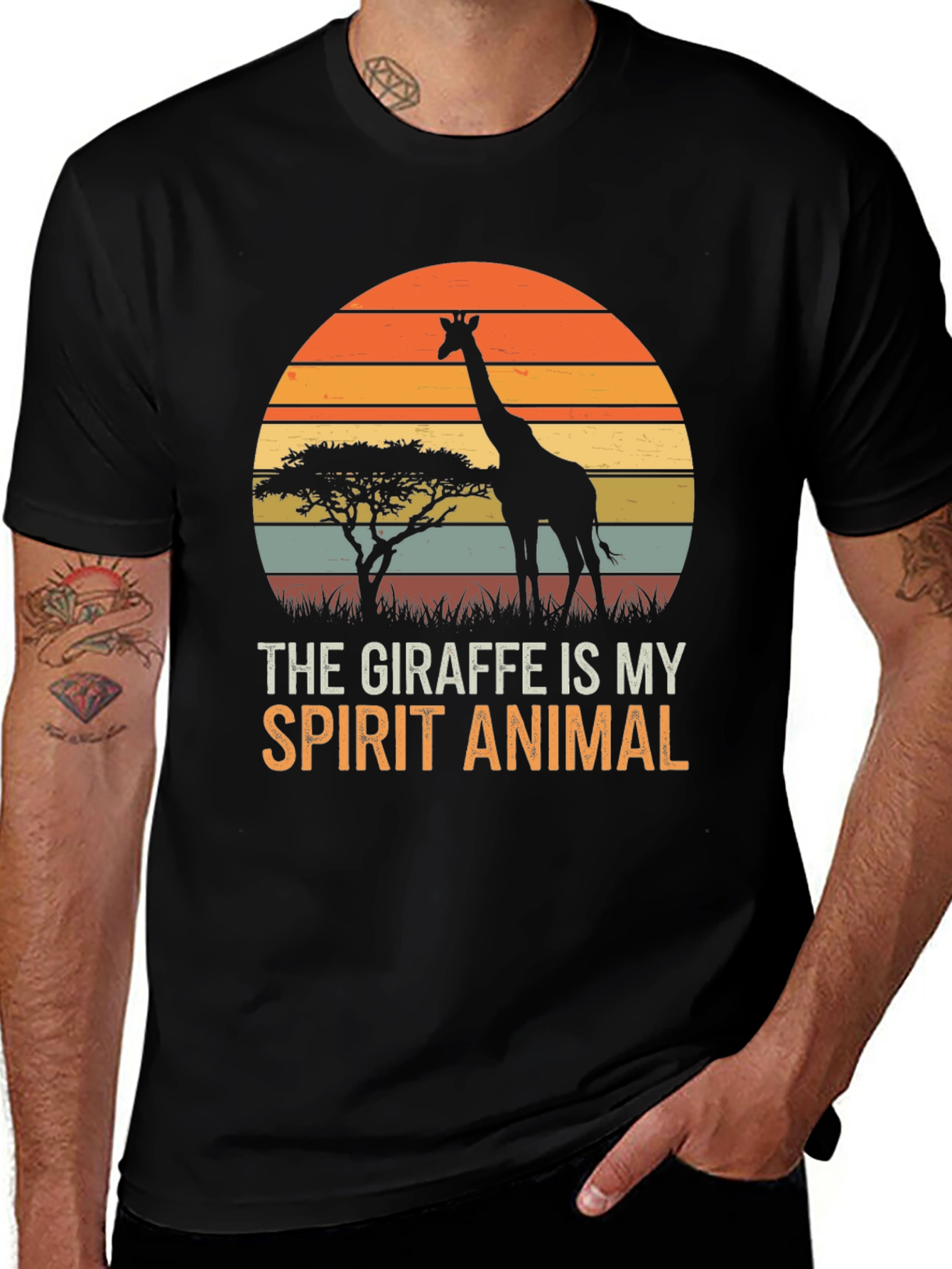Giraffe Spirit Animal Graphic Tee - Unisex Black T-Shirt