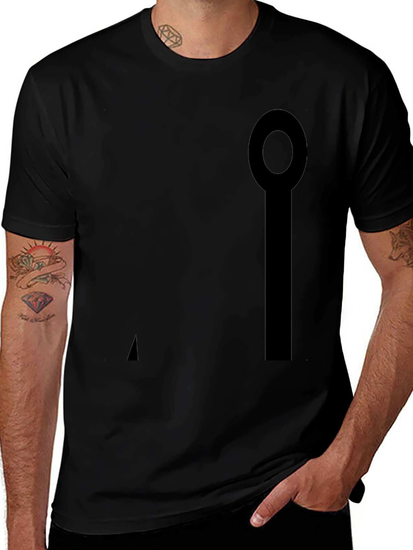 Minimalist Black Cotton Tee with Abstract Graphic