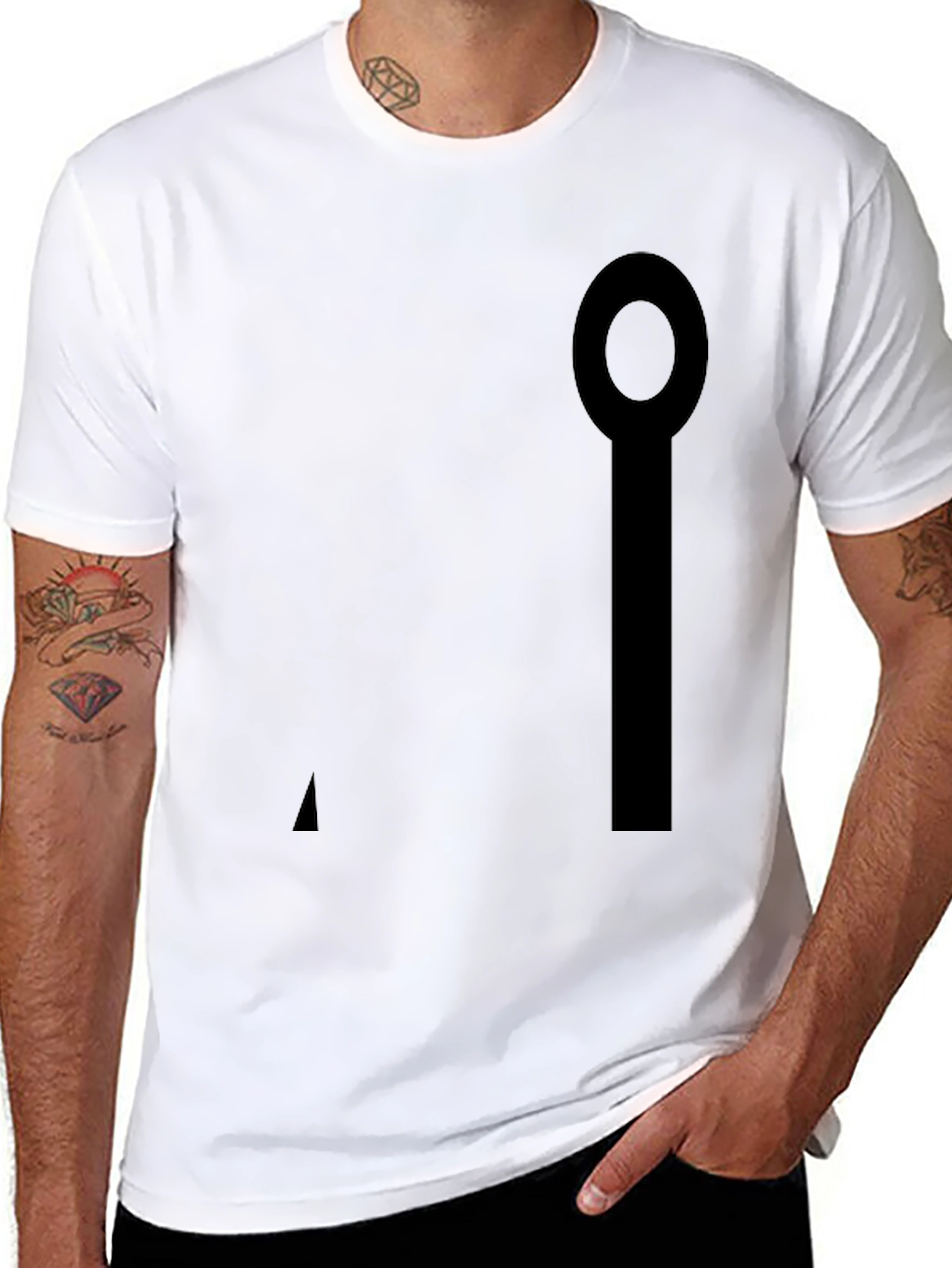 Minimalist Black Cotton Tee with Abstract Graphic