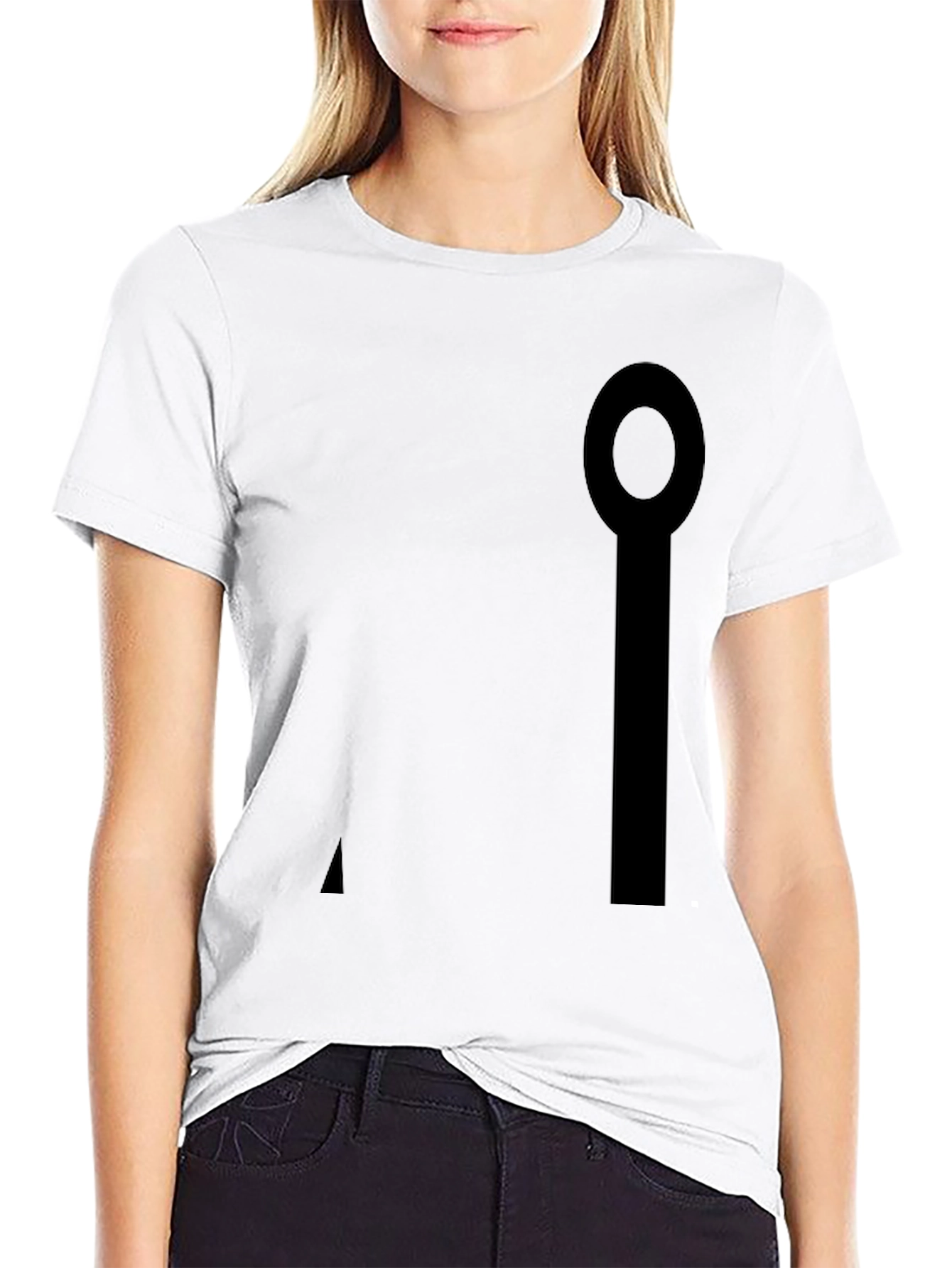 Minimalist Black Cotton Tee with Abstract Graphic