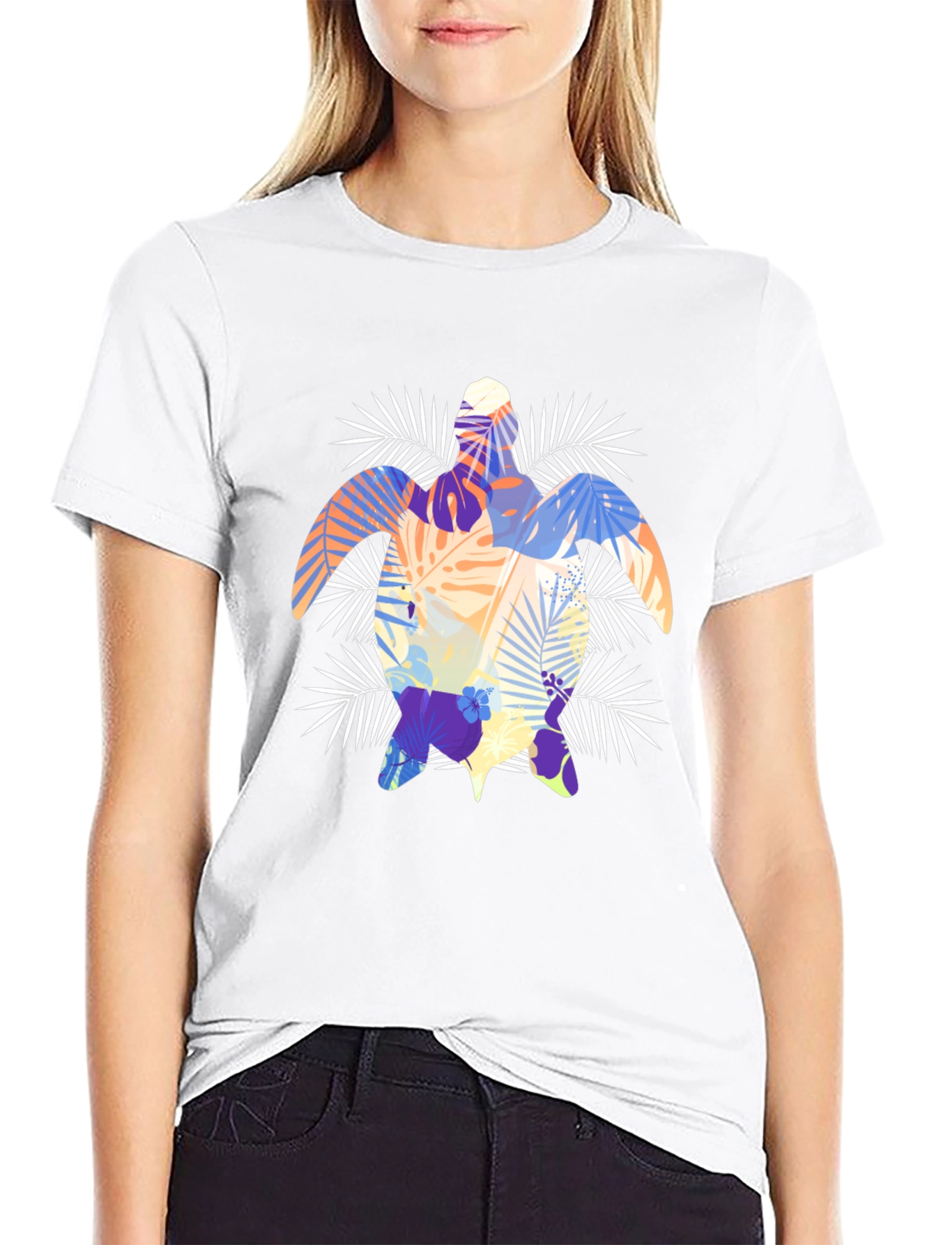 Tropical Turtle Graphic Tee - Black