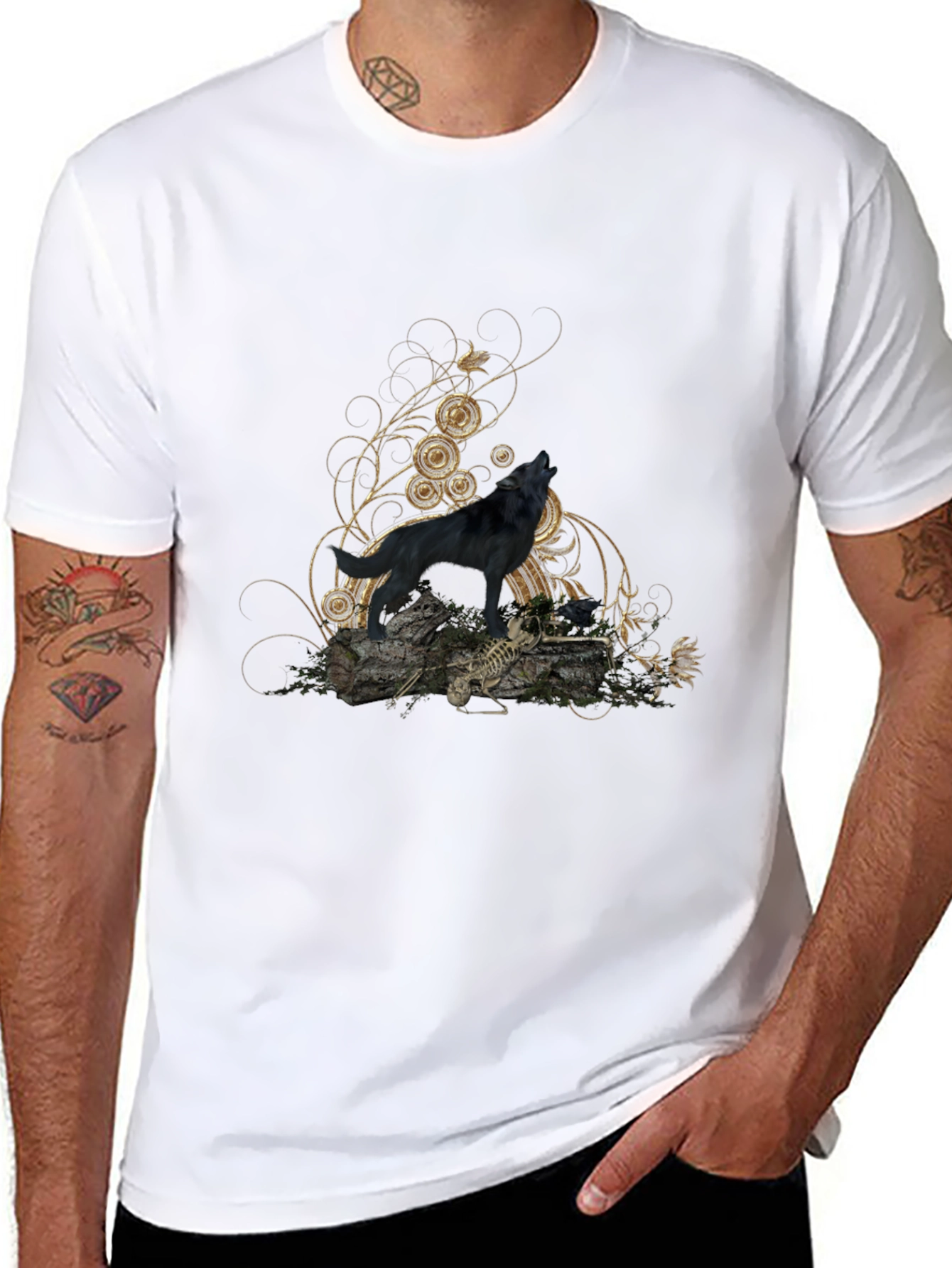 Black Wolf Graphic Tee - Mens Fashion